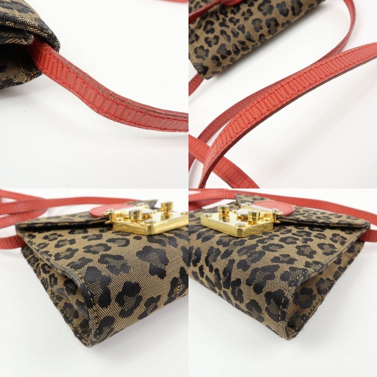 Fendi Fendi Leopard Canvas & Leather Crossbody Bag Brown Size ONE SIZE - 4 Thumbnail