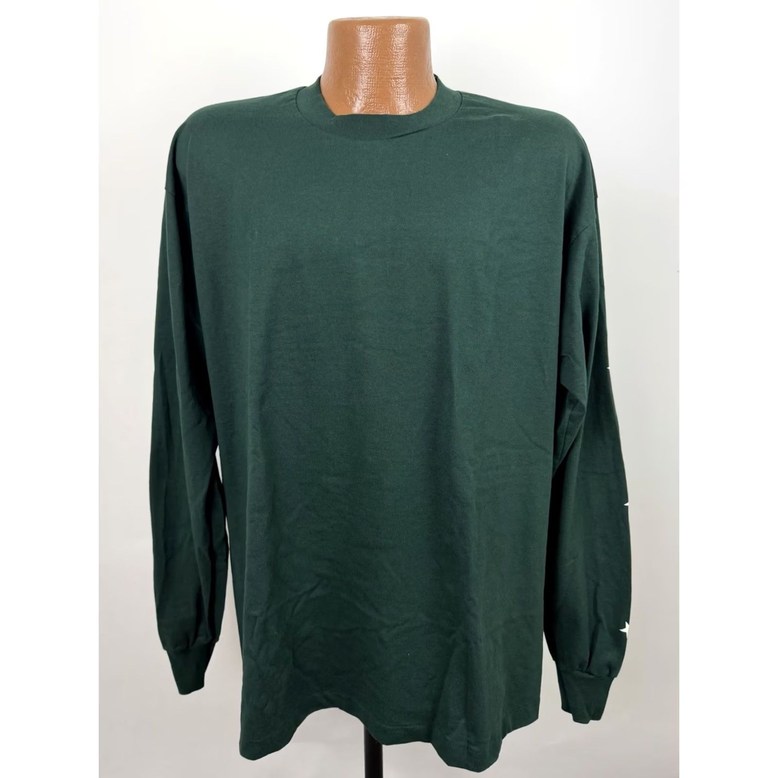 Fruit Of The Loom VINTAGE 90s Fruit of the Loom T-Shirt Mens XL Forest Green Long Sleeve Spellout Print Skater Size US XL / EU 56 / 4 - 2 Thumbnail