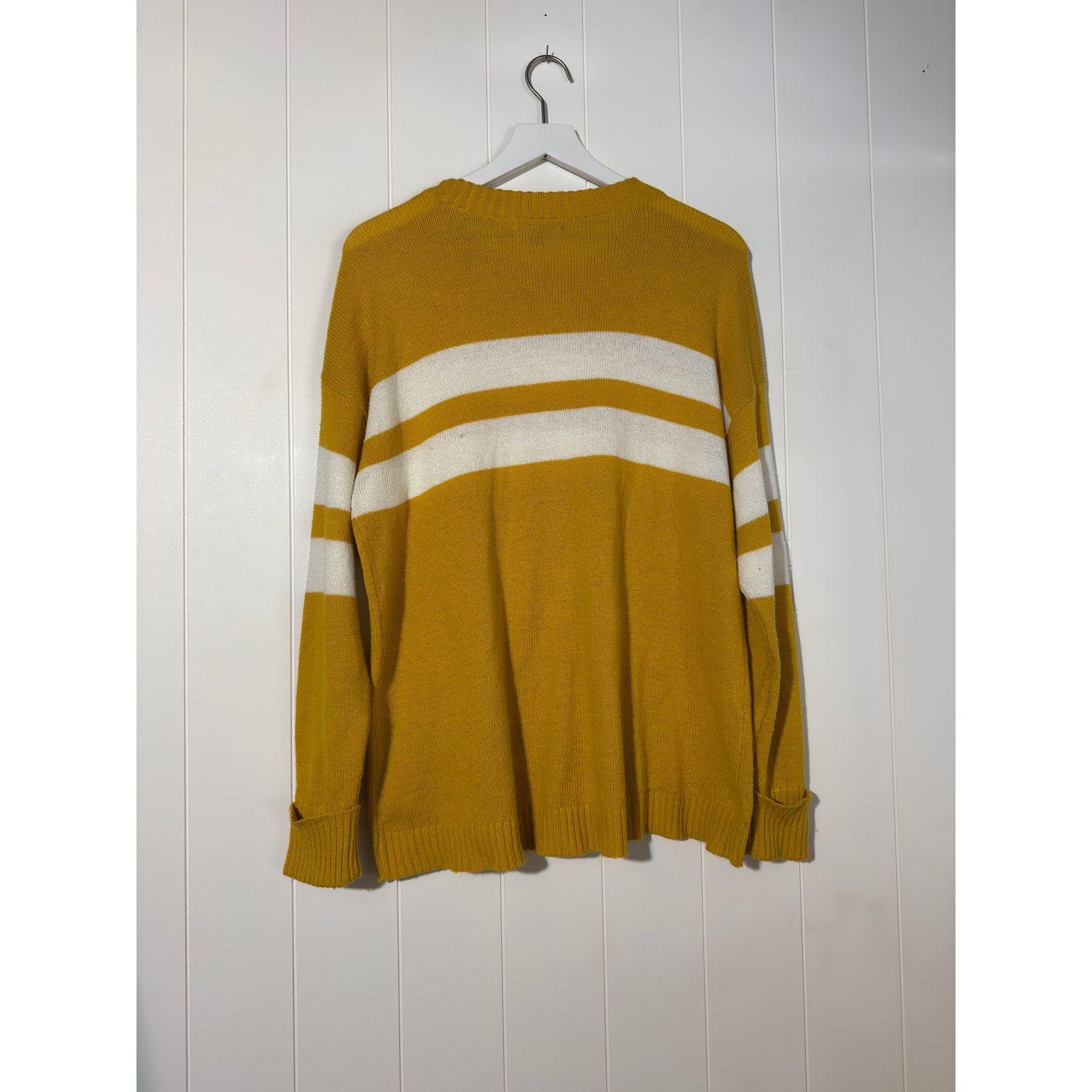 American Eagle Outfitters American Eagle Sweater Mustard Striped Wool Blend Medium Size M / US 6-8 / IT 42-44 - 3 Thumbnail