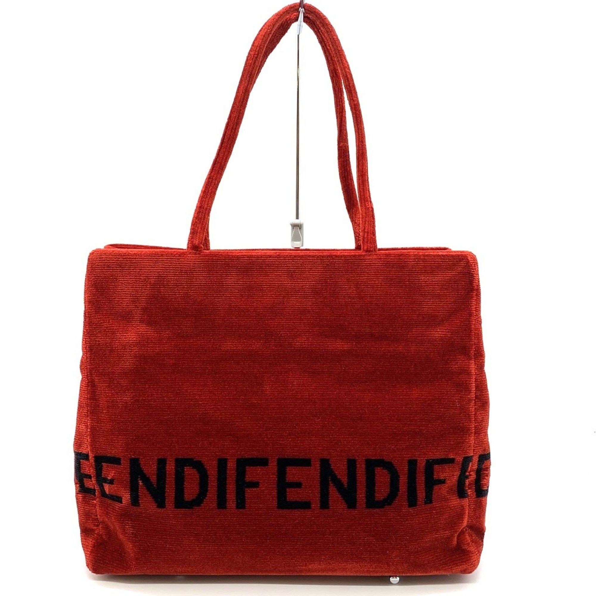 Fendi 06-11 15758 981 Tote Bag Handbag Suede Velour Red Women's
