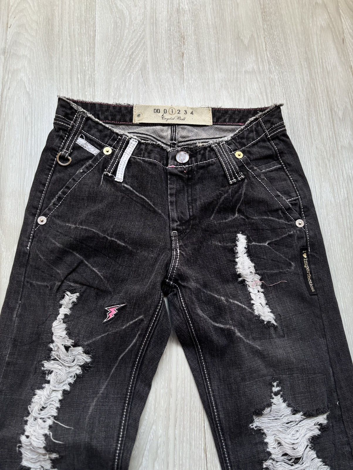 Japanese Brand Crystal ball distressed phyton flare jeans Size US 28 / EU 44 - 2 Thumbnail