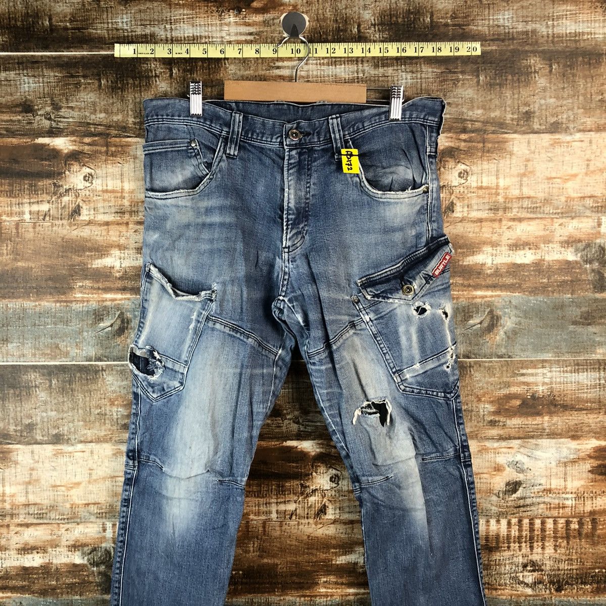 Japanese Brand Burtle Blue Distressed vintage Denim Pants #A2172 Size US 34 / EU 50 - 2 Thumbnail