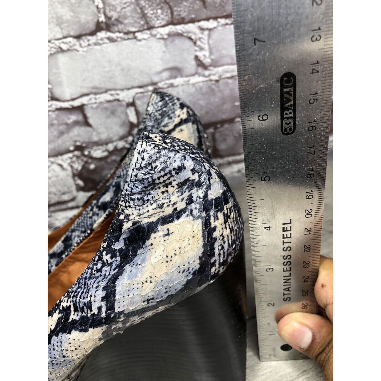Lanvin LANVIN Ivory Blue Snake Print Leather Ballerina Pumps Wedges Size US 9.5 / IT 39.5 - 6 Thumbnail