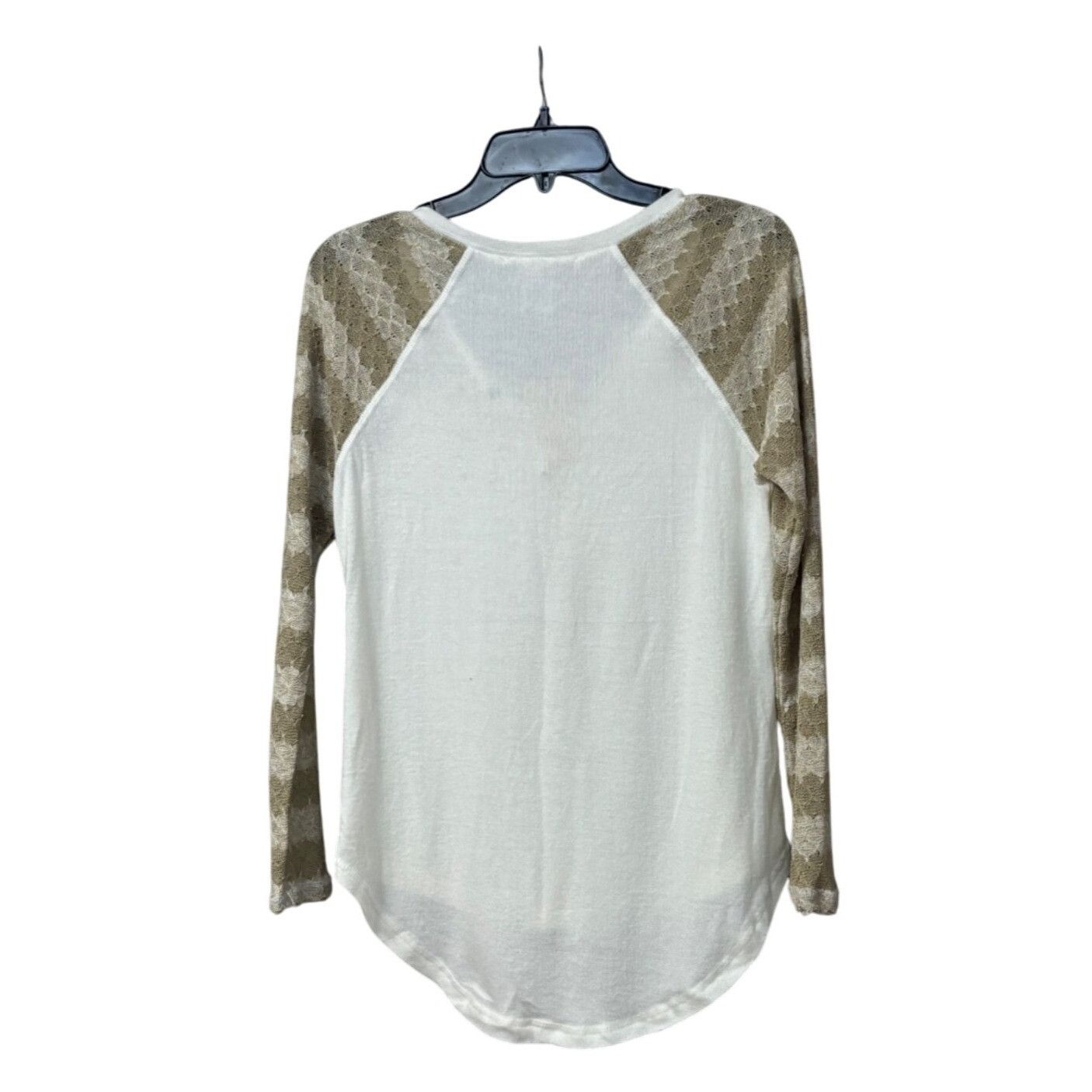 American Rag American Rag Juniors' Crochet-Sleeve Henley Top, Egret/Beig Size S / US 4 / IT 40 - 12 Thumbnail