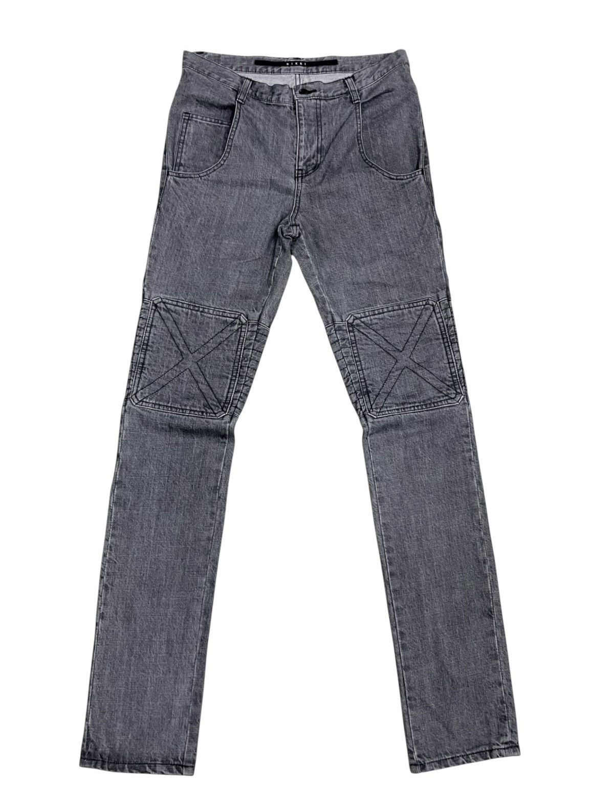 Niki Archival NIKKI Japan Heavy Cross-Stitch Moto Biker Denim Y2K Size US 29 - 1 Thumbnail