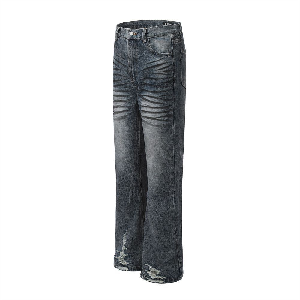 Washed Old Dirty Dye Straight Jeans Style