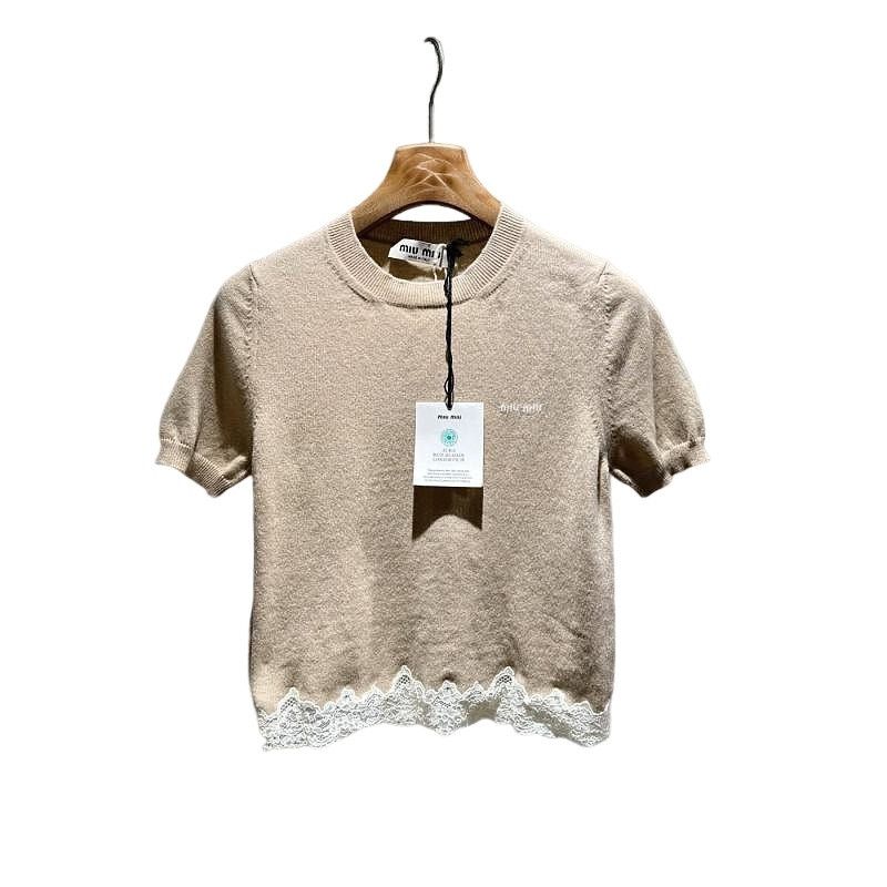 Miu Miu Miu Miu Lace Trim Cashmere Knit Top Size 38 Size XS / US 0-2 / IT 36-38 - 1 Thumbnail