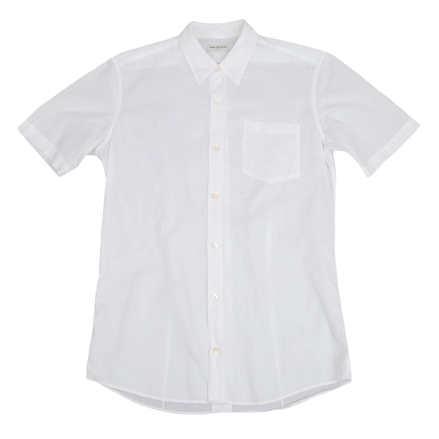 Cotton Mixed Material Short Sleeve Shirt in White 44