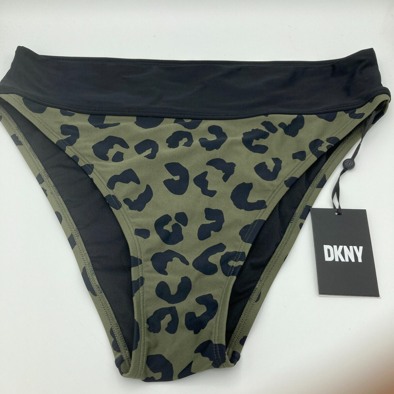 DKNY DKNY Animal Print High Waist Bikini Bottom Swimsuit XL Green Size ONE SIZE - 10 Thumbnail