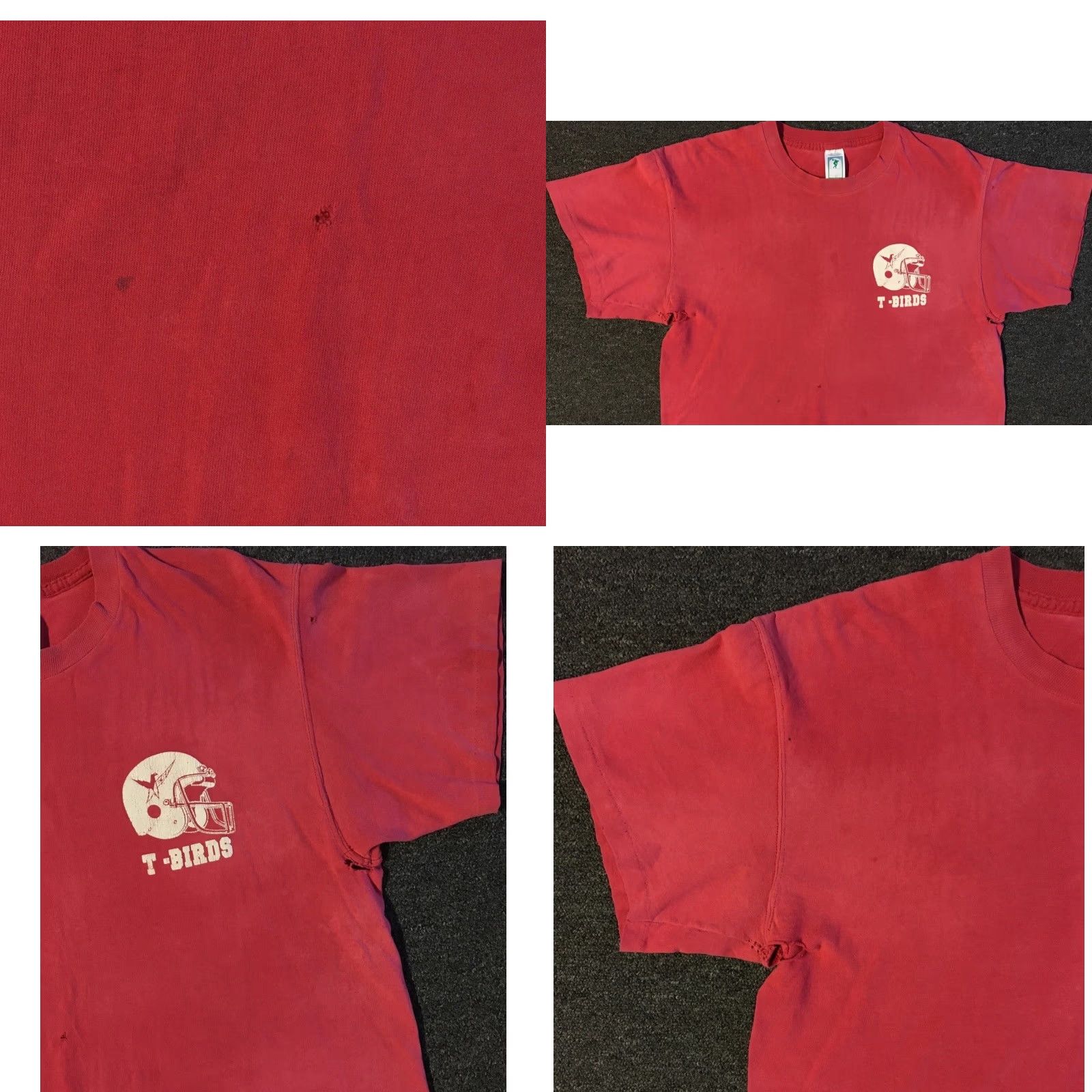 Vintage VINTAGE 90s Thunderbird School Football Thrashed Faded Distressed Shirt XL Red Single Stitch Graphic Tee Men Size US XL / EU 56 / 4 - 8 Thumbnail