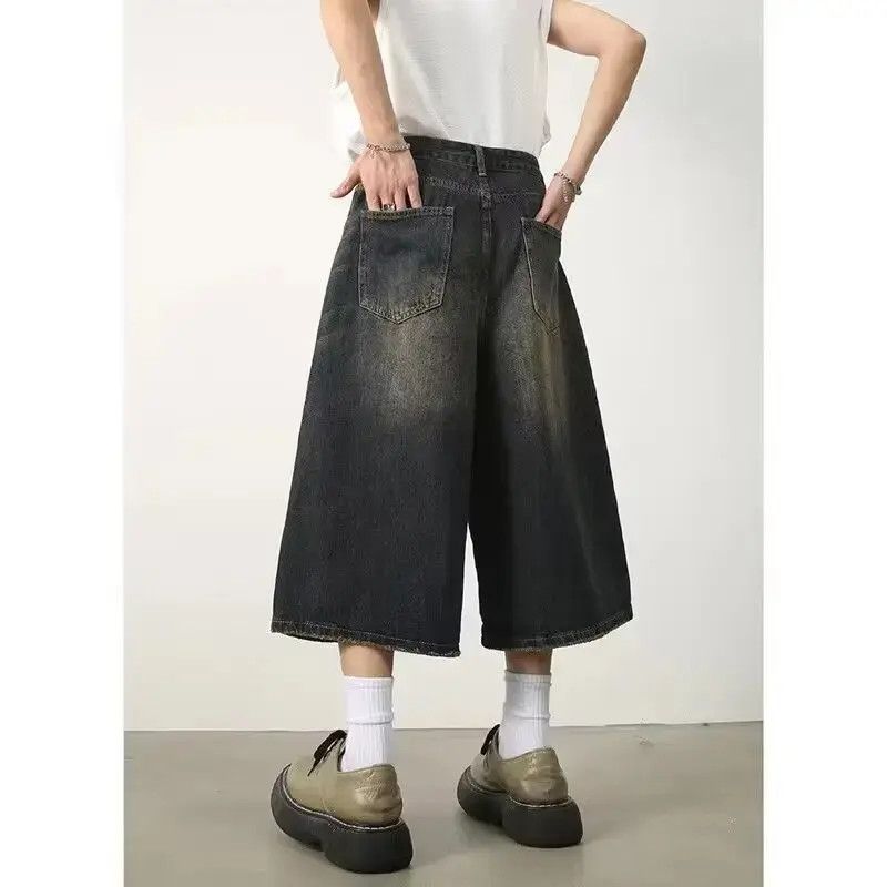 Japanese Brand Retro loose straight leg wide leg denim shorts Size US 32 / EU 48 - 2 Thumbnail
