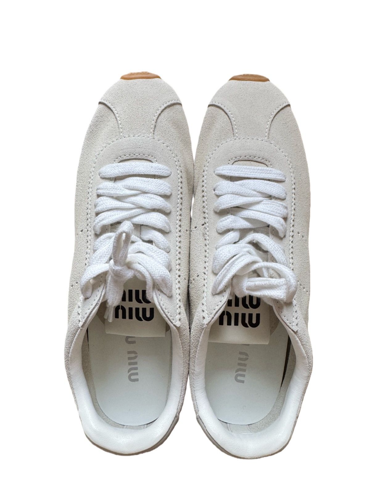 Miu Miu Miu Miu plume suede white sneakers Size US 8 / IT 38 - 4 Thumbnail