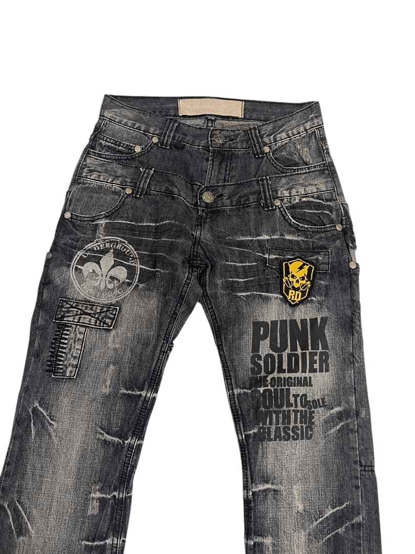 Punk and Yo 🔥 AWESOME!! PUNK SOUL FADED DOUBLE WAIST DENIM Size US 30 / EU 46 - 4 Thumbnail