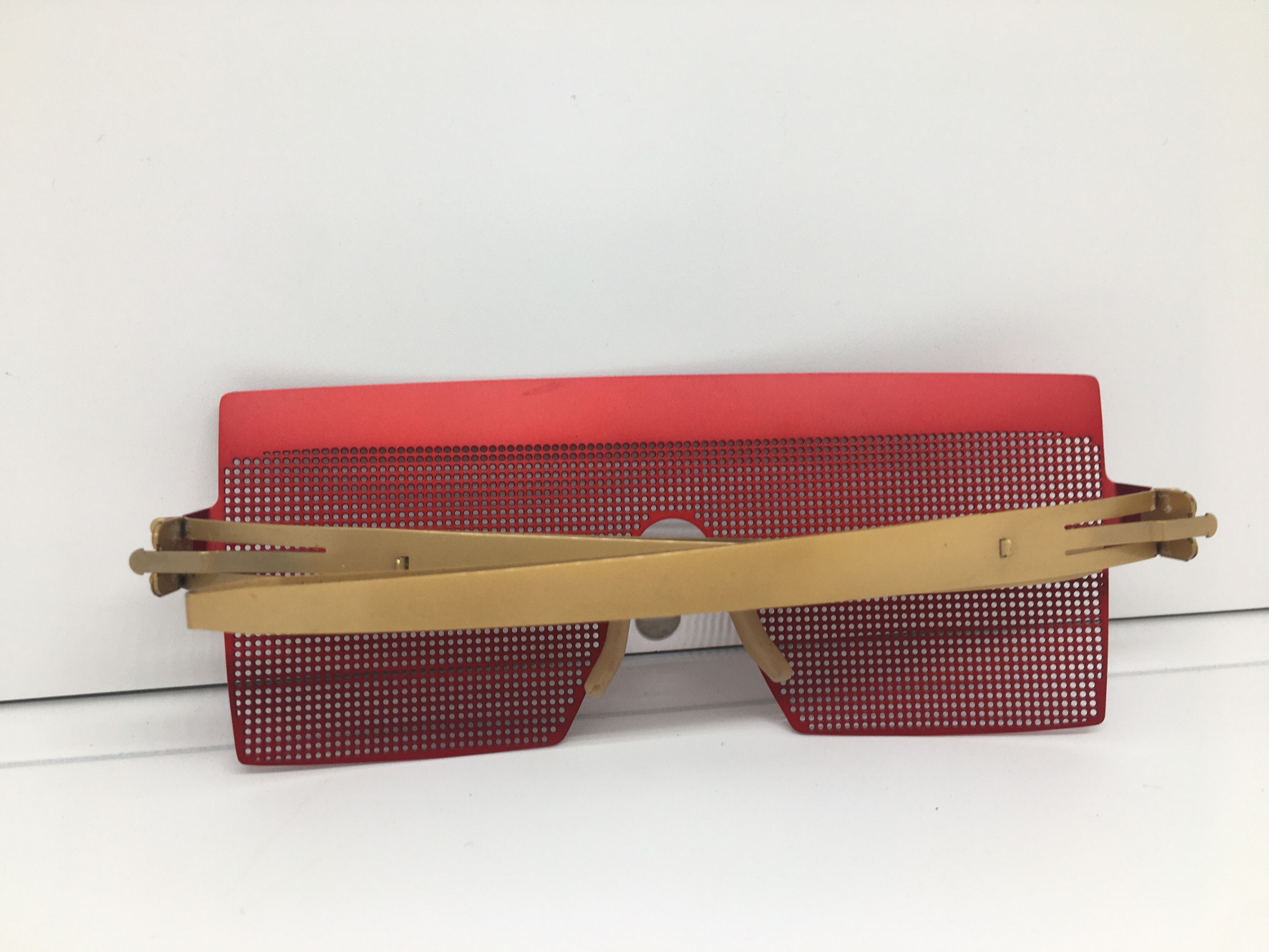 Ic! Berlin IC Berlin OP Art Pinhole Red Shield Runway Show Sunglasses Size ONE SIZE - 8 Thumbnail