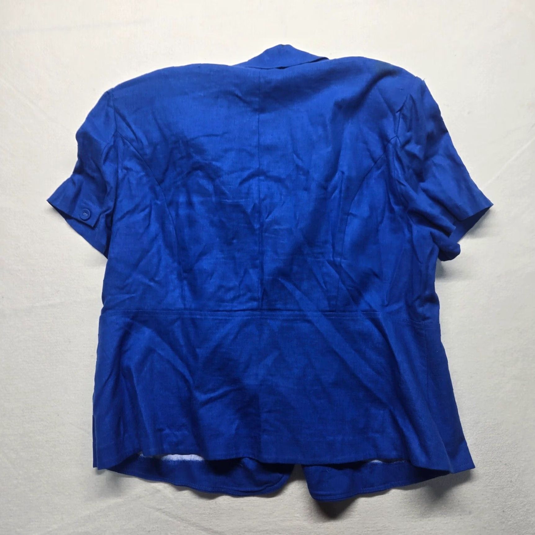 Vintage Miss Dorby Jacket Women 18 Blue Solid Short Sleeve 3/4 Shoulder Pads Button Basic Coat 90s Vintage No Size XXL / US 16-18 / IT 52-54 - 7 Thumbnail