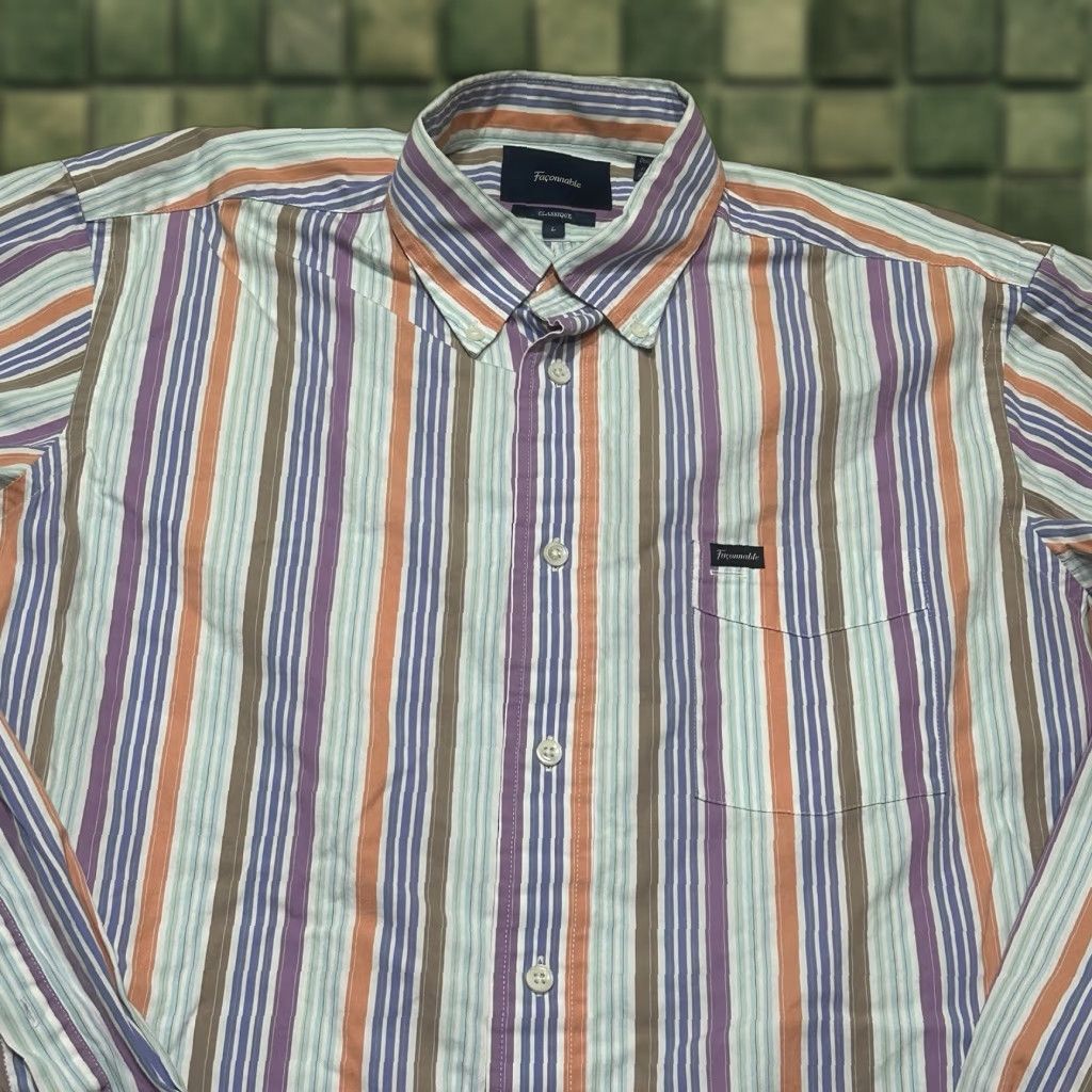 Faconnable Façonnable Button-Up Shirt Mens Large Colorful Striped Classique Shirt Size US L / EU 52-54 / 3 - 1 Thumbnail