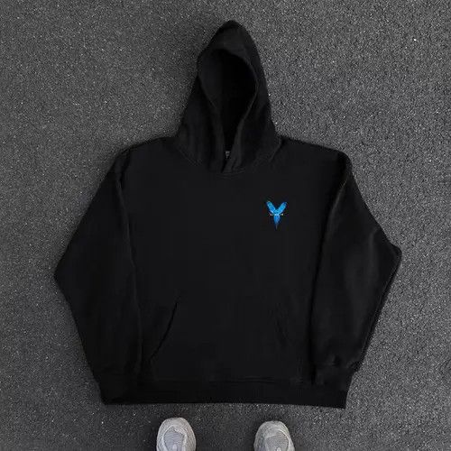 VIBE Vintage Street Hip Hop Blue Wing Print Hooded Sweatshirt Size US L / EU 52-54 / 3 - 6 Thumbnail
