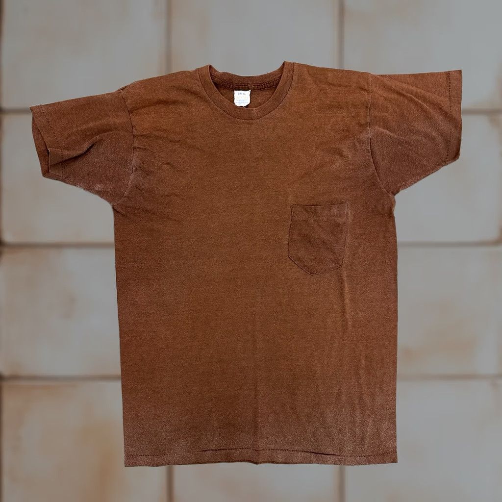 Vintage VINTAGE Brown 5050 T Shirt Large Made In USA 80s Pocket Selvage Faded Mens Size US L / EU 52-54 / 3 - 1 Thumbnail