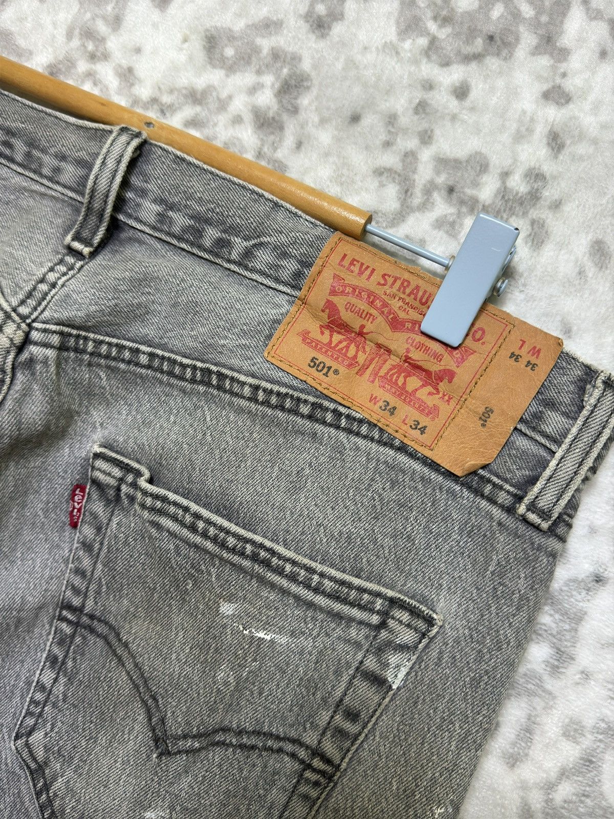 Levi's Vintage Levi’s 501 Gray Washed Paint Splatter Denim Jeans Size US 34 / EU 50 - 14 Thumbnail
