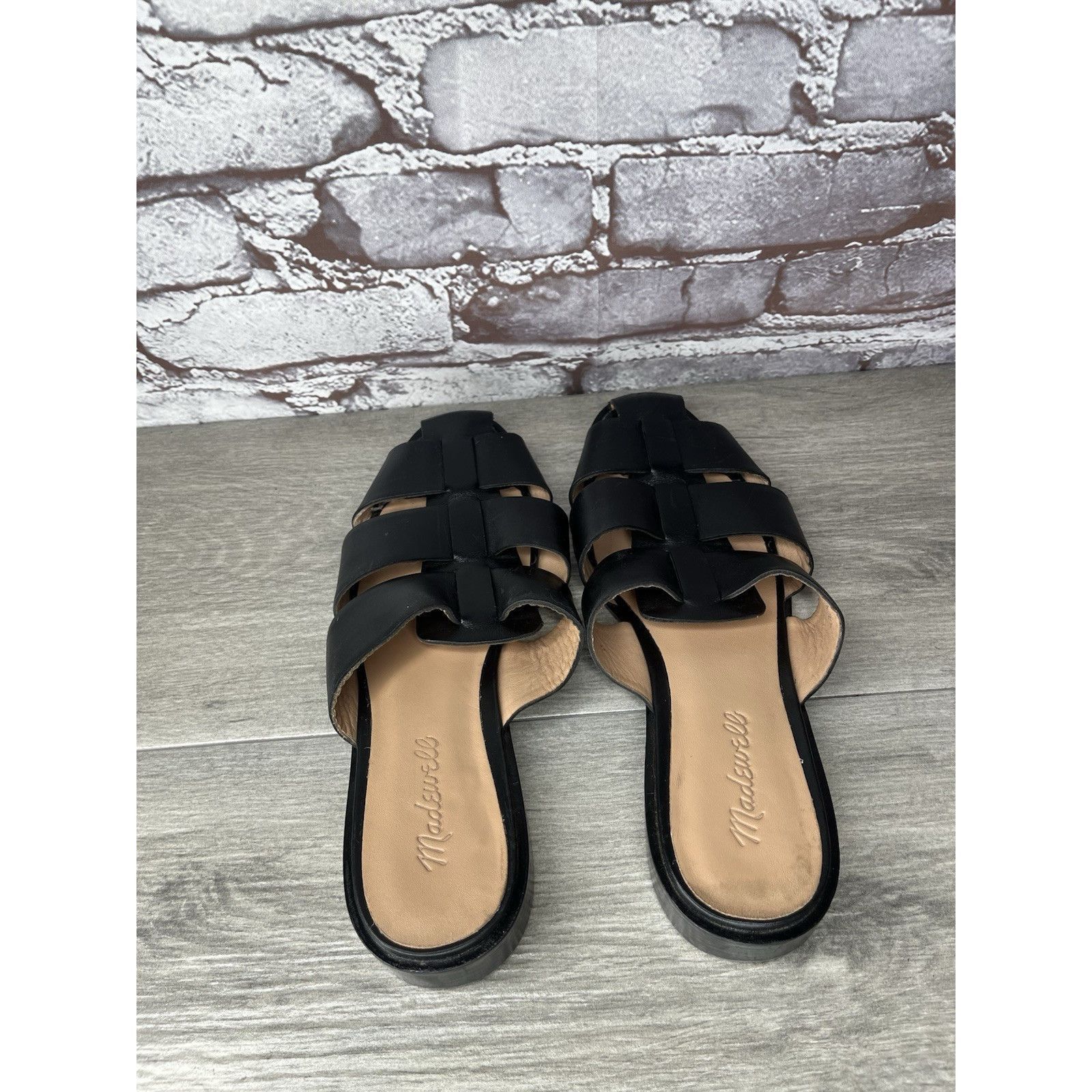 Madewell Madewell The Dixson Fisherman Black Leather Slide Mules Heel Size US 8.5 / IT 38.5 - 17 Thumbnail