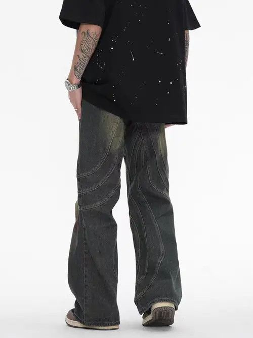VIBE Vintage Washed Graffiti Micro Flared Heavy Duty Jeans Size US 34 / EU 50 - 7 Thumbnail
