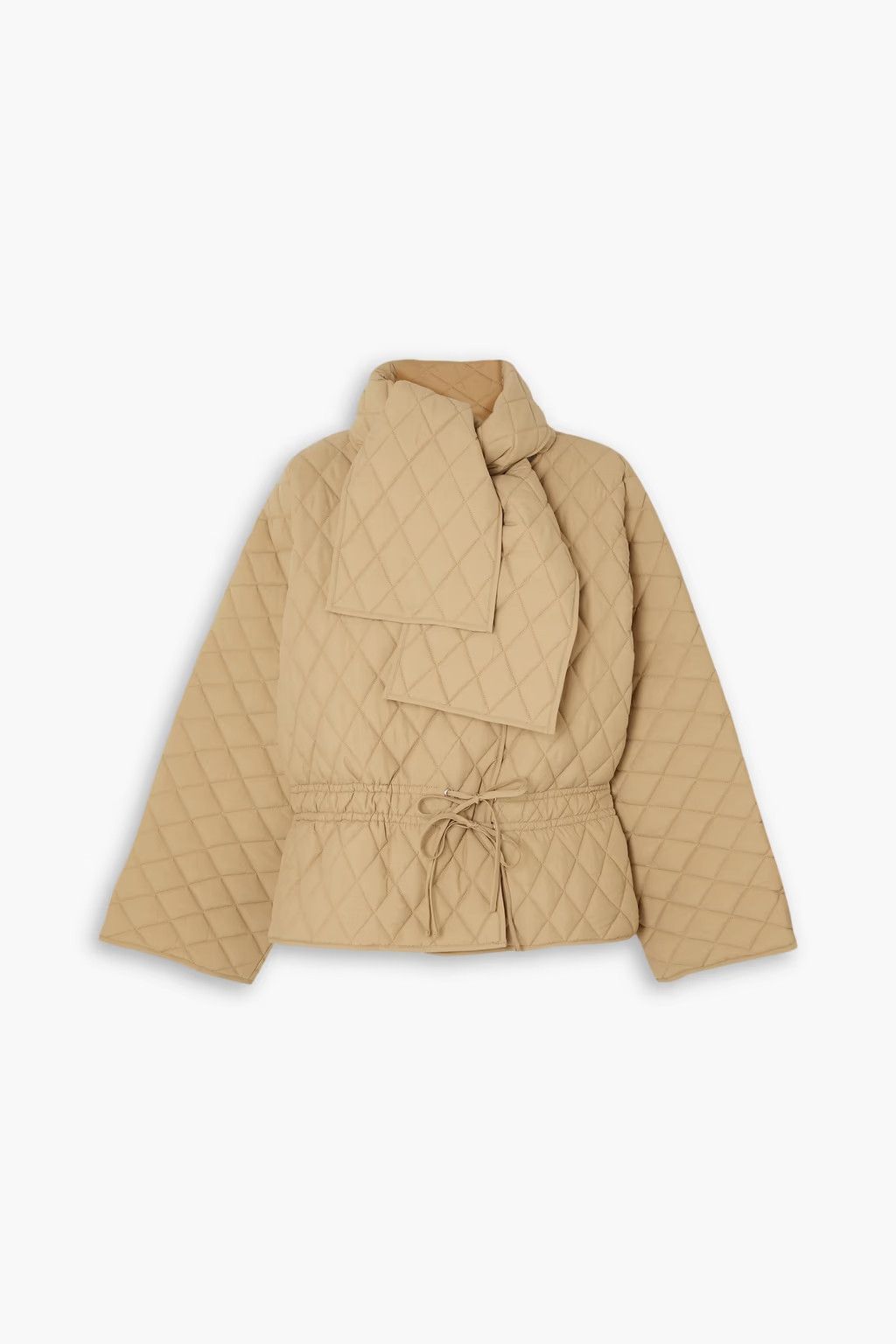 A.W.A.K.E. MODE o1tko10125 Scarf-Attached Quilted Jacket in Beige Size S / US 4 / IT 40 - 1 Thumbnail