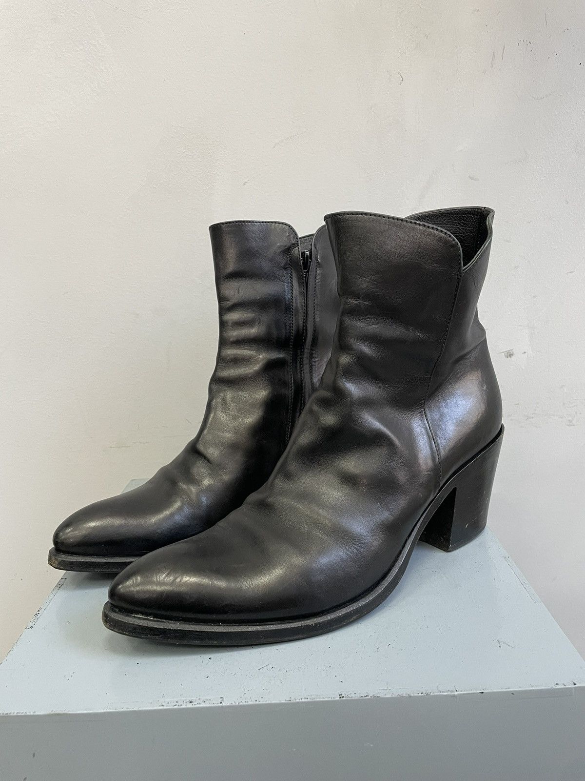 Guidi Guidi style Black Leather heel western Ankle Boots 90s 41 | Grailed