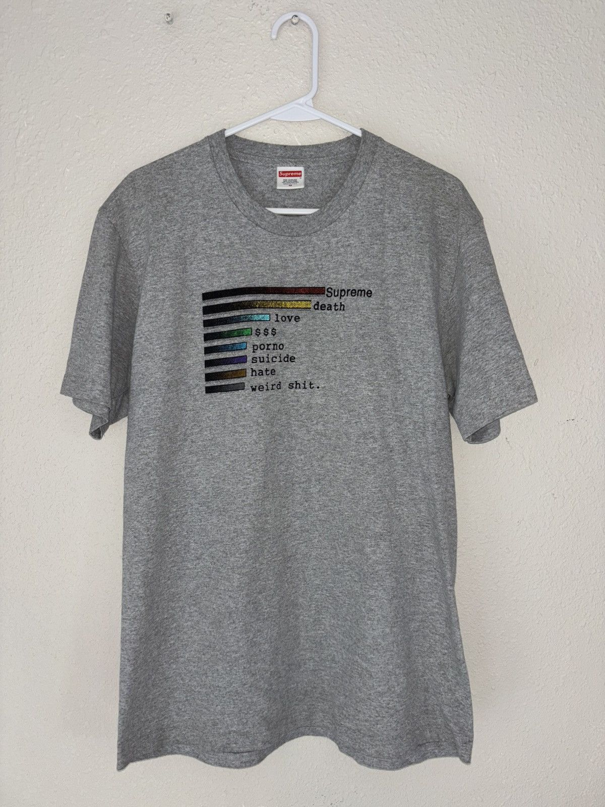 Supreme Supreme Chart Tee Heather Grey – Medium Size US M / EU 48-50 / 2 - 1 Thumbnail
