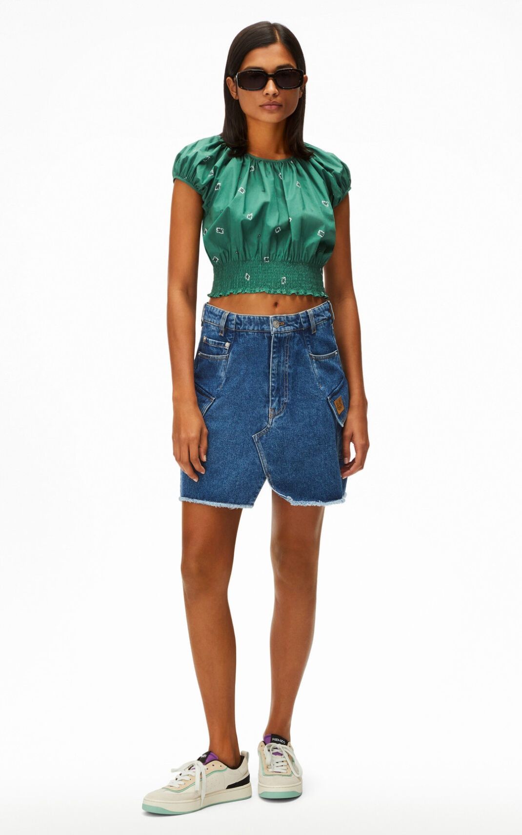 Kenzo o1y1025 Blouse in Green/White Size M / US 6-8 / IT 42-44 - 3 Thumbnail