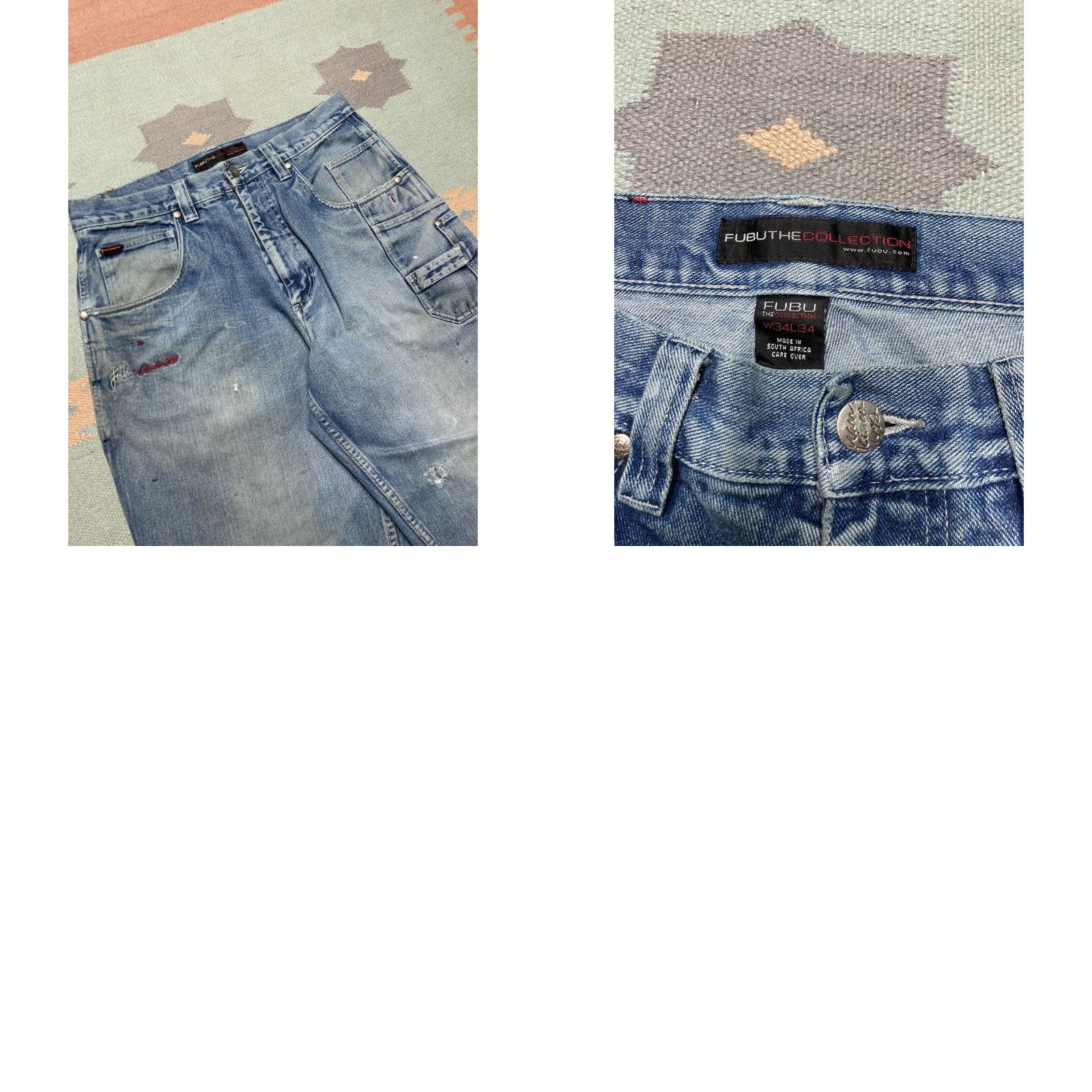 Fubu VINTAGE FUBU Jeans Men 34 Hip Hop Wide-Leg Blue 34x33 JNCO style Grunge Baggy Size US 34 / EU 50 - 8 Thumbnail