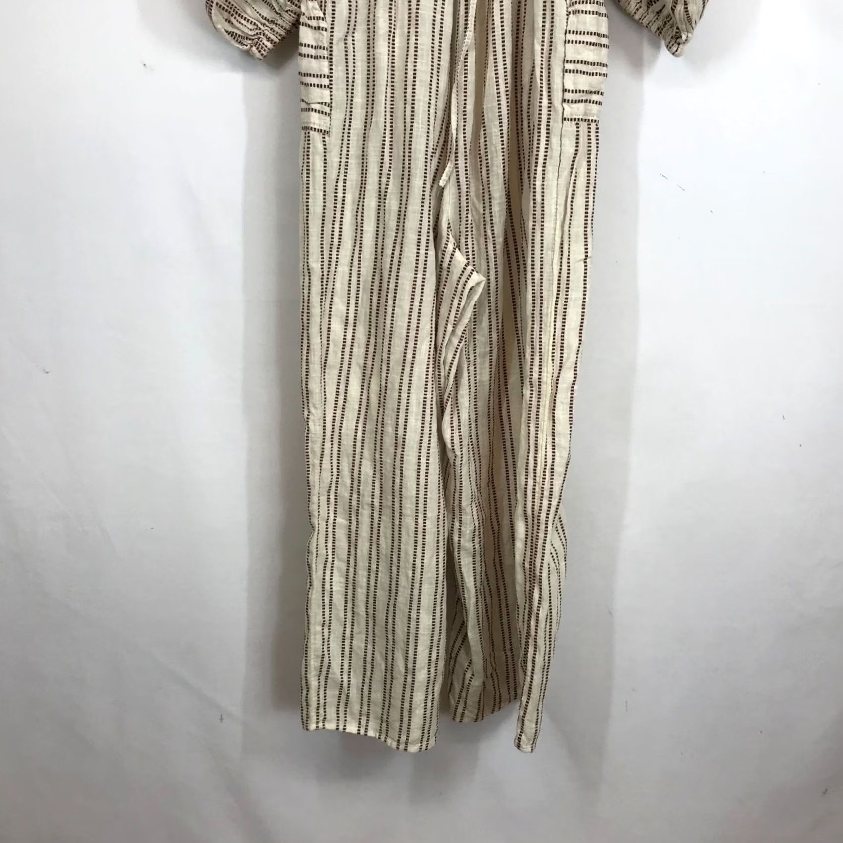 Free People Free People JUMPSUIT Womens M CREAM Round Neck Long Sleeve Open Back Cotton Casual Size 32" / US 10 / IT 46 - 6 Thumbnail