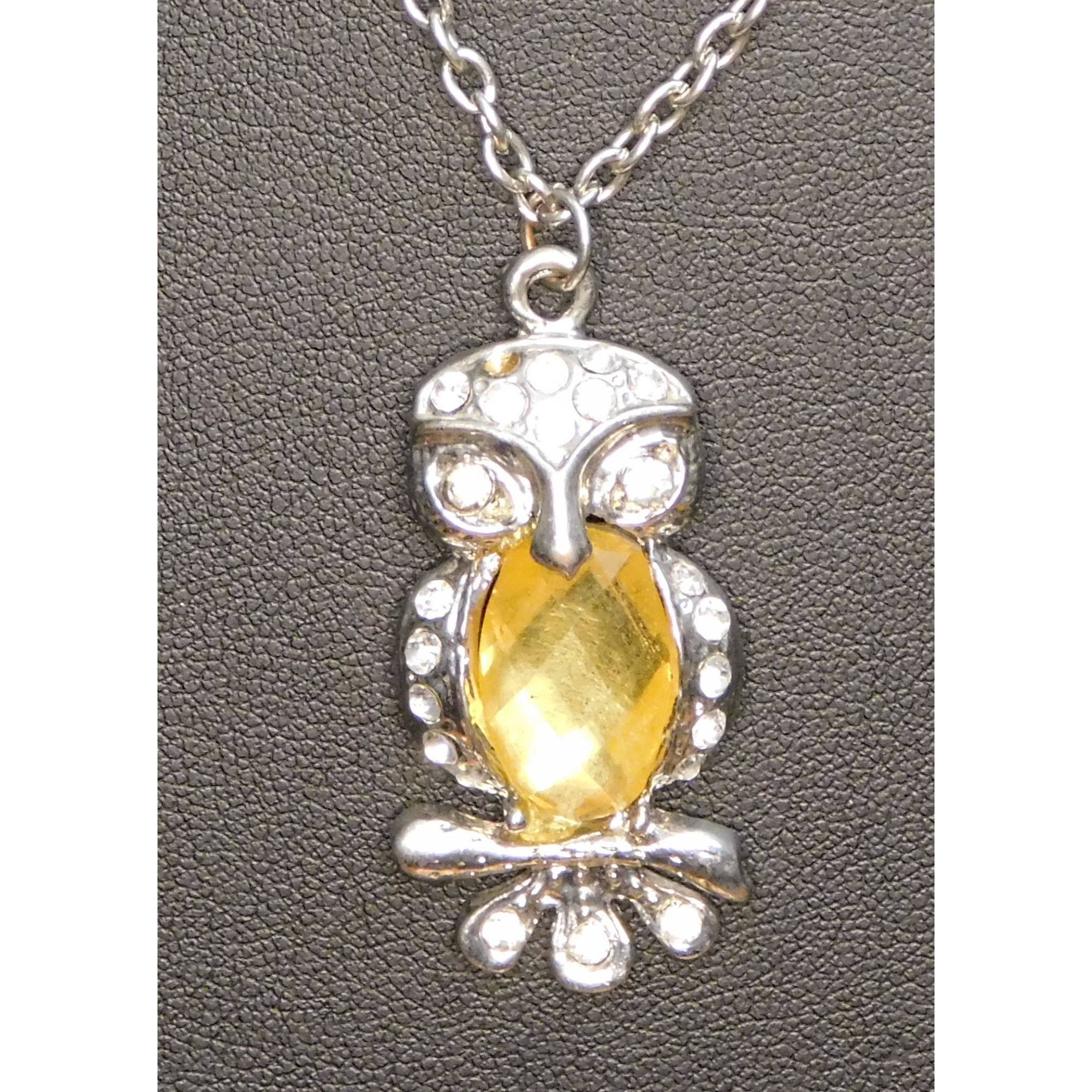 Other Cottagecore Whimsygoth Silver Tone Rhinestone Owl Necklace Size ONE SIZE - 2 Thumbnail