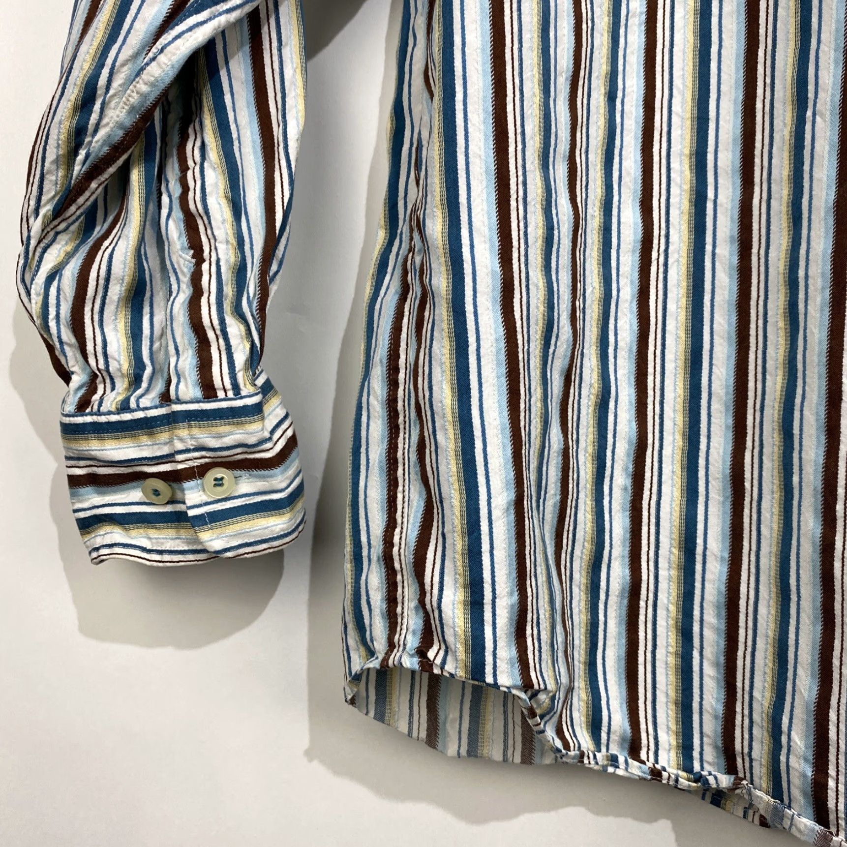 Tommy Bahama Tommy Bahama Striped Long Sleeve Shirt Silk XL Multicolor Button-Front Embossed Knit Chest Pocket Casual Shirt Men Size US XL / EU 56 / 4 - 6 Thumbnail