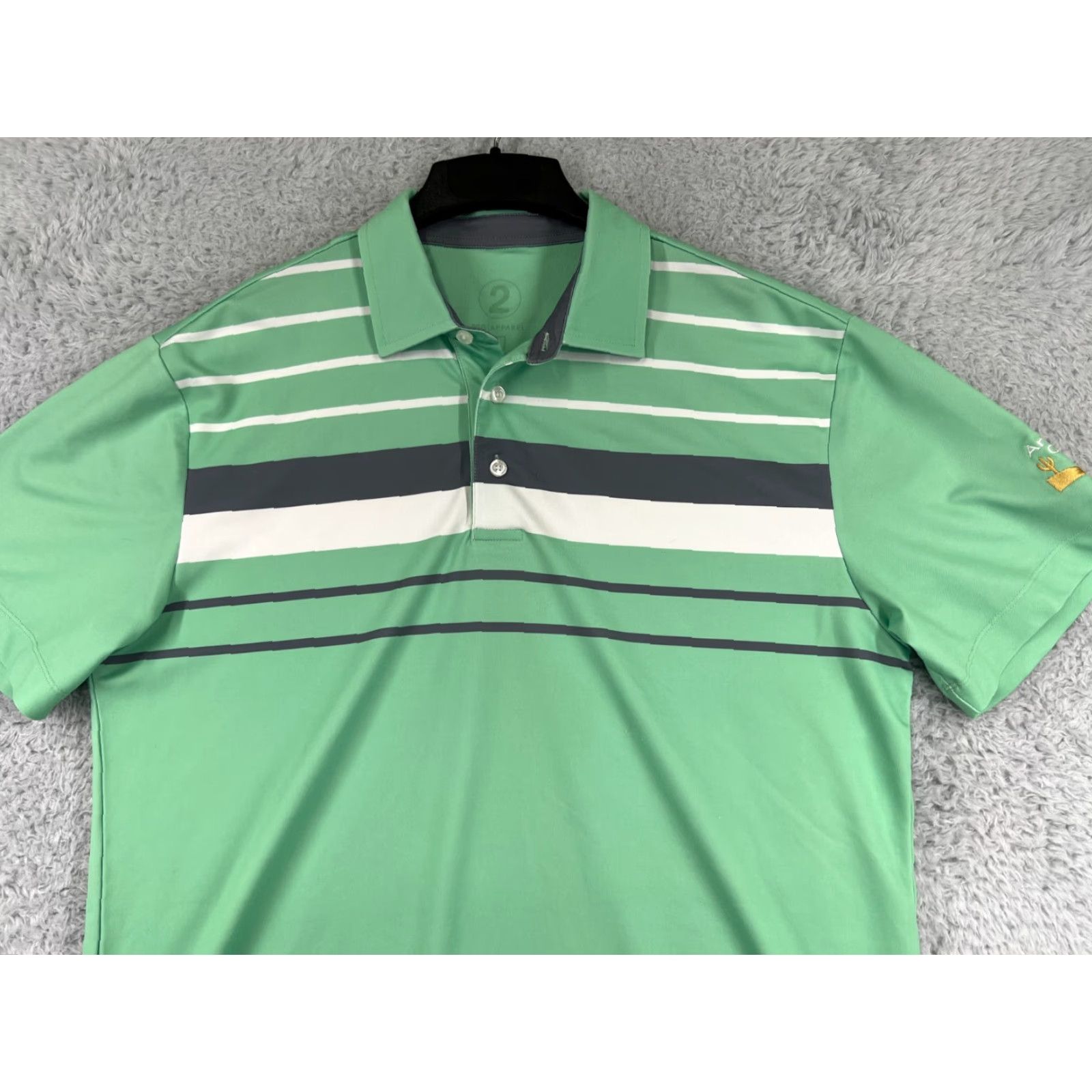 Vintage 2nd Guy Golf Polo Shirt Mens L Green White Striped Polo Adult Regular 100% Polyester Golf Theme) Size US L / EU 52-54 / 3 - 4 Thumbnail