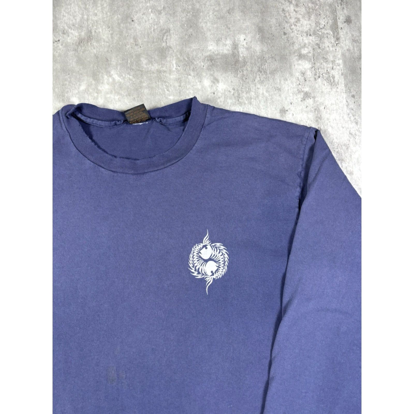 Bones VINTAGE 90s Fish Bone Long Sleeve T Shirt XL Blue Cotton Knit Men's Shirt Regular Size US XL / EU 56 / 4 - 3 Thumbnail