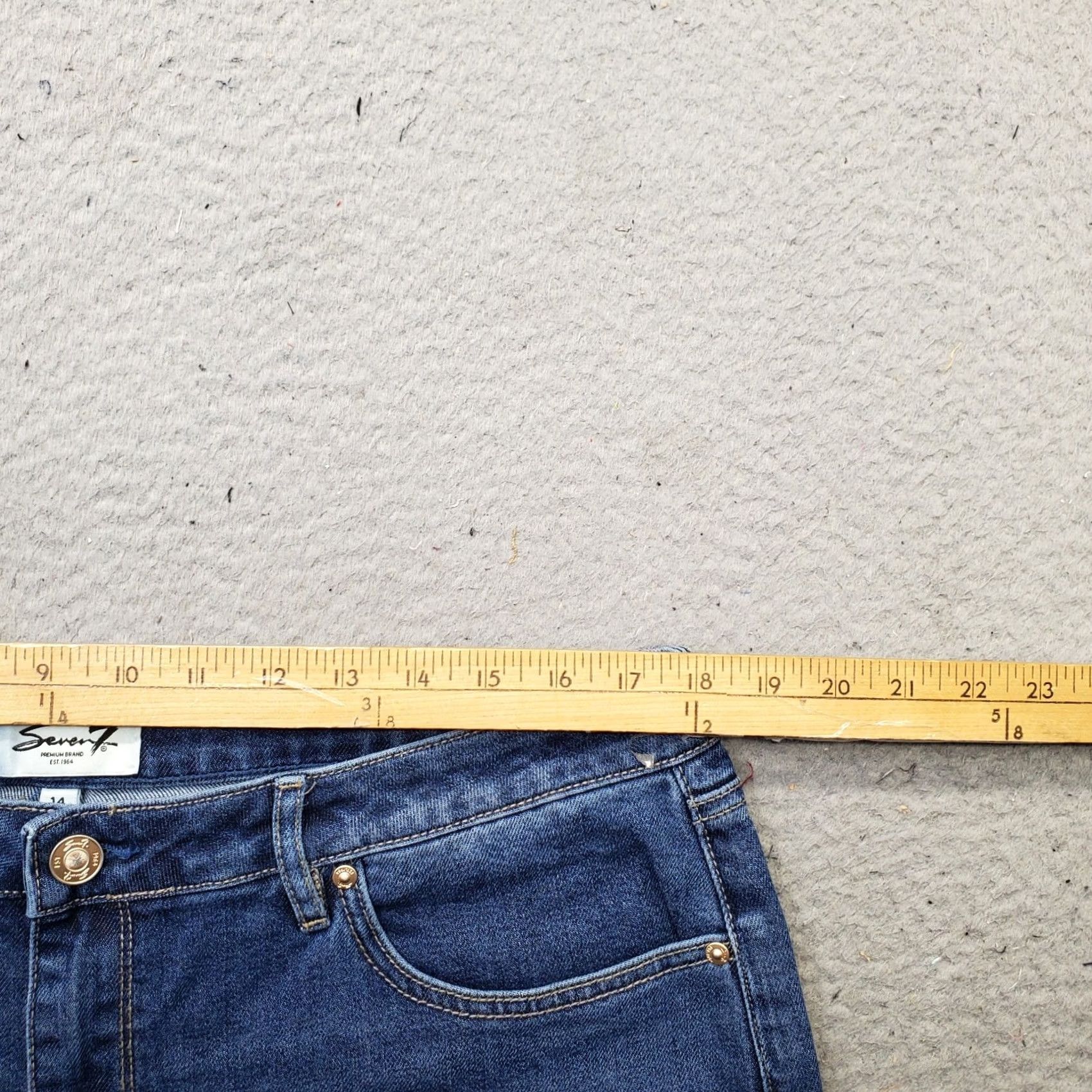 Vintage Seven7 Jeans Womens 14 Blue Denim Stretch Fitted Loose Fit High Rise Straight Leg Jeans Size 36" / US 14 / IT 50 - 6 Thumbnail