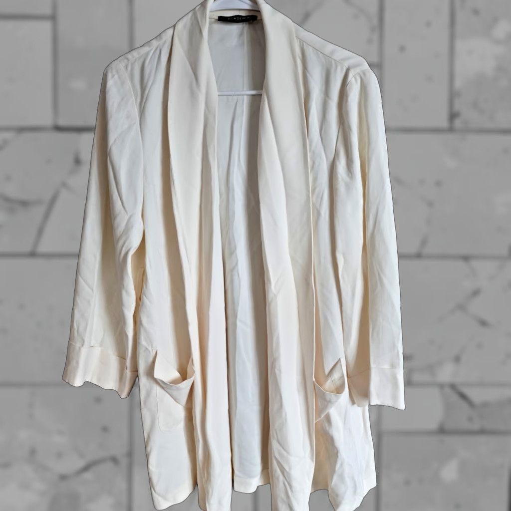 Vintage Academia Womens Jacket M Ivory Solid Casual Pockets Fall Spring Summer Womens Size M / US 6-8 / IT 42-44 - 1 Thumbnail