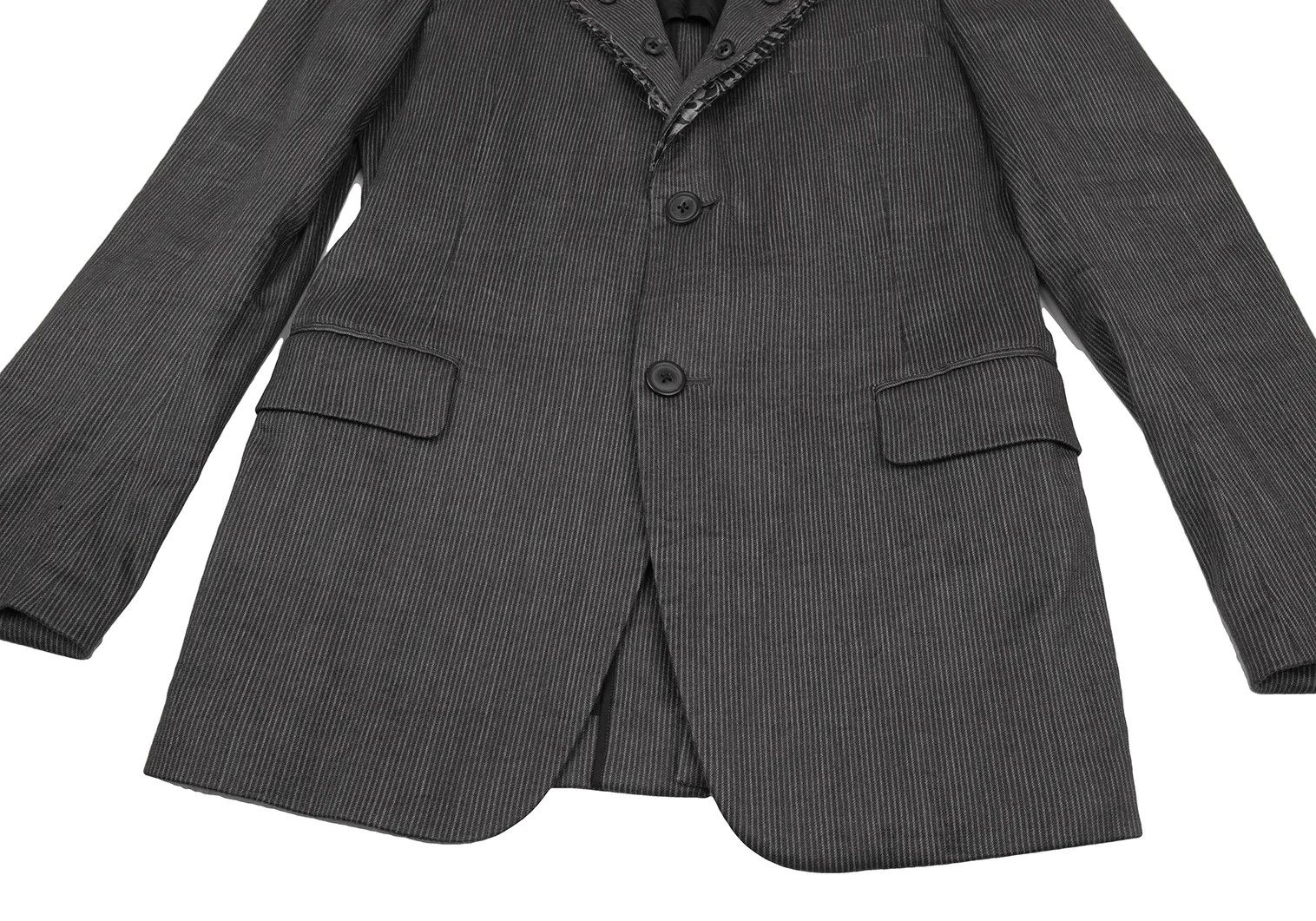 Yohji Yamamoto Yohji Yamamoto Gray Linen Blend Jacket Size US S / EU 44-46 / 1 - 8 Thumbnail
