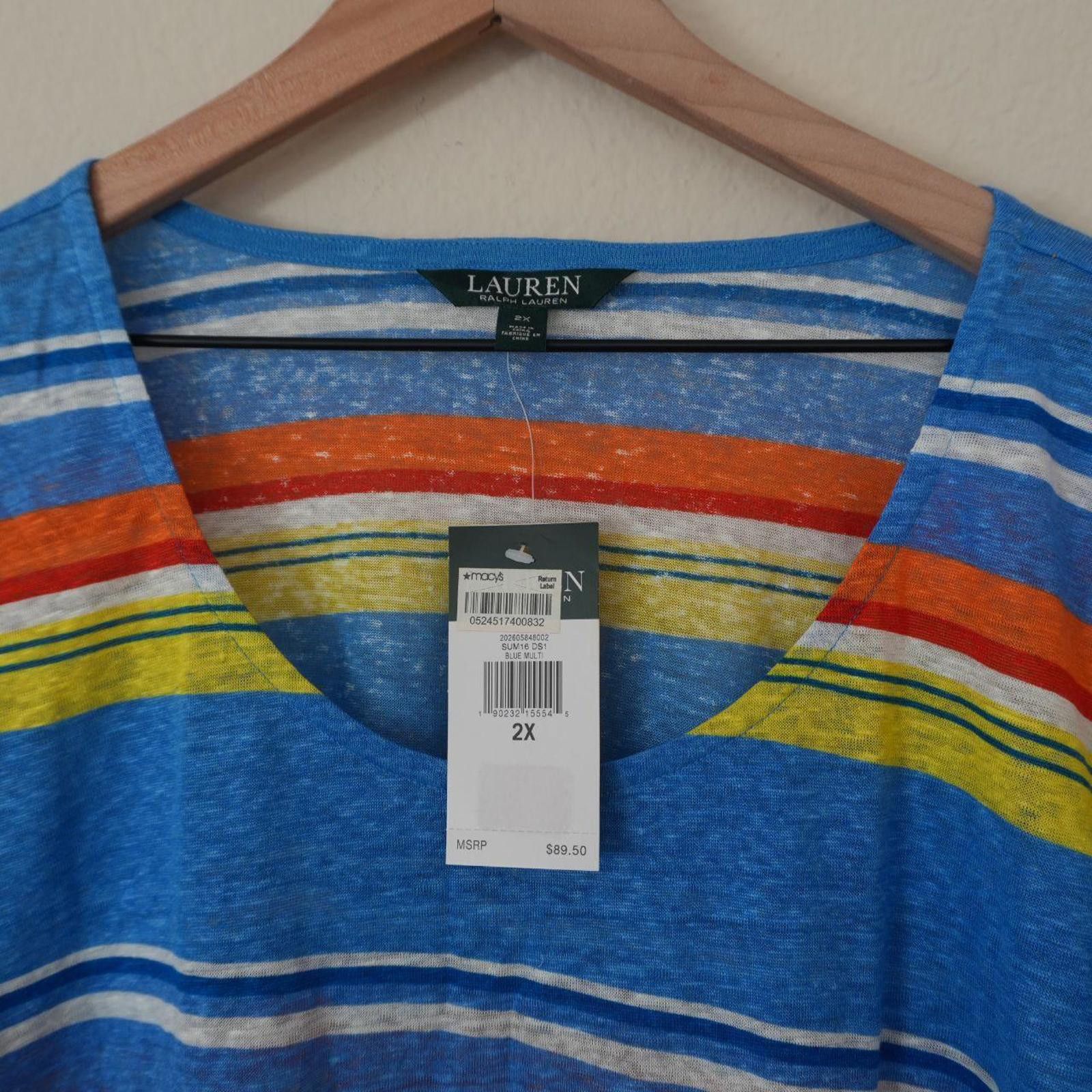 Lauren Ralph Lauren Ralph Lauren Shirt Women's 2X Blue NWT Lauren Stripe Vibrant Size XXL / US 16-18 / IT 52-54 - 3 Thumbnail