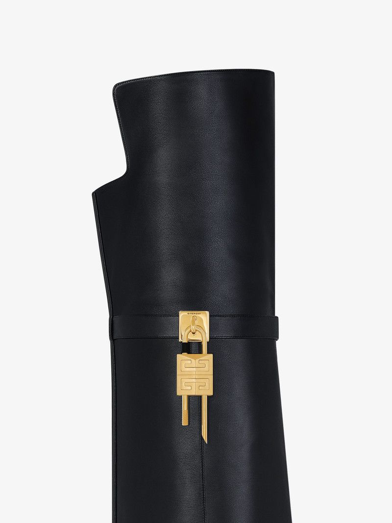 Givenchy o1w1db10326 Shark Lock Stiletto OTK Boots in Black Size US 7 / IT 37 - 6 Thumbnail