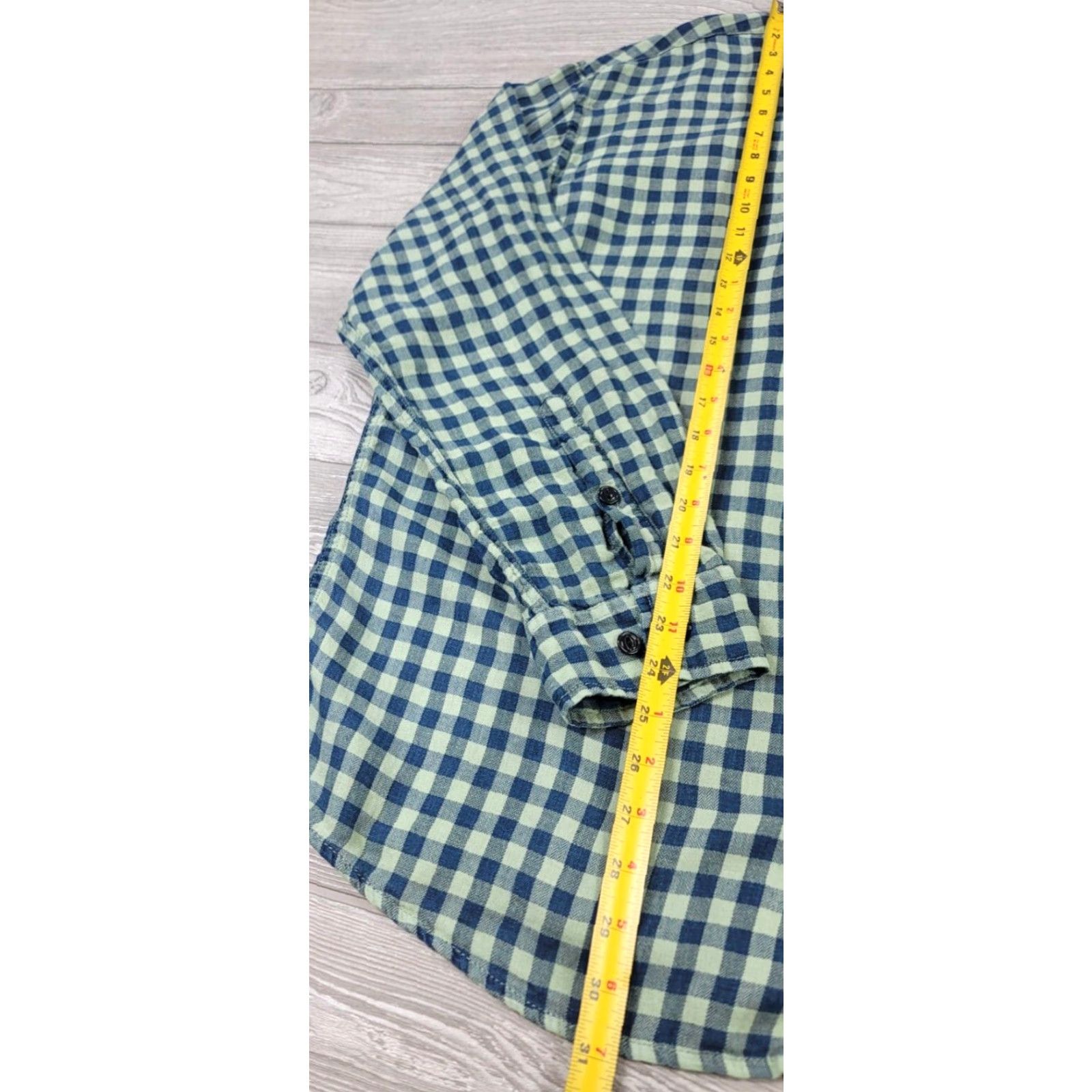 Orvis Orvis Men Active Fit Linen Blend Soft Gingham Blue Green Long Sleeve Shirt XL Size US XL / EU 56 / 4 - 7 Thumbnail