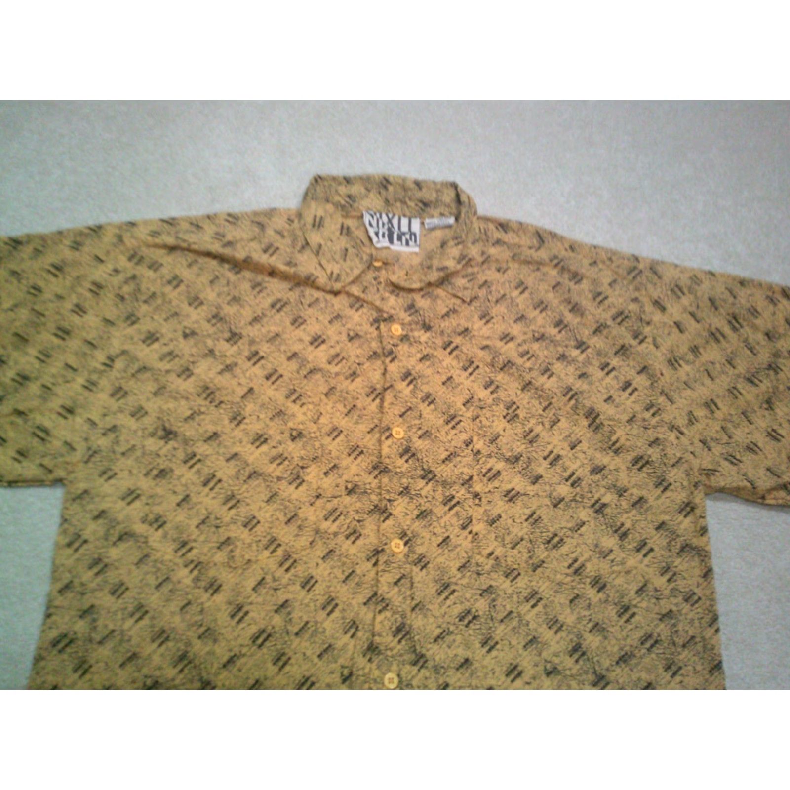 Vintage VINTAGE NIXLT Button Up Shirt Mens Large Yellow 90s Geometric Knit Short Sleeve Casual Mens L Shirt Size US L / EU 52-54 / 3 - 3 Thumbnail
