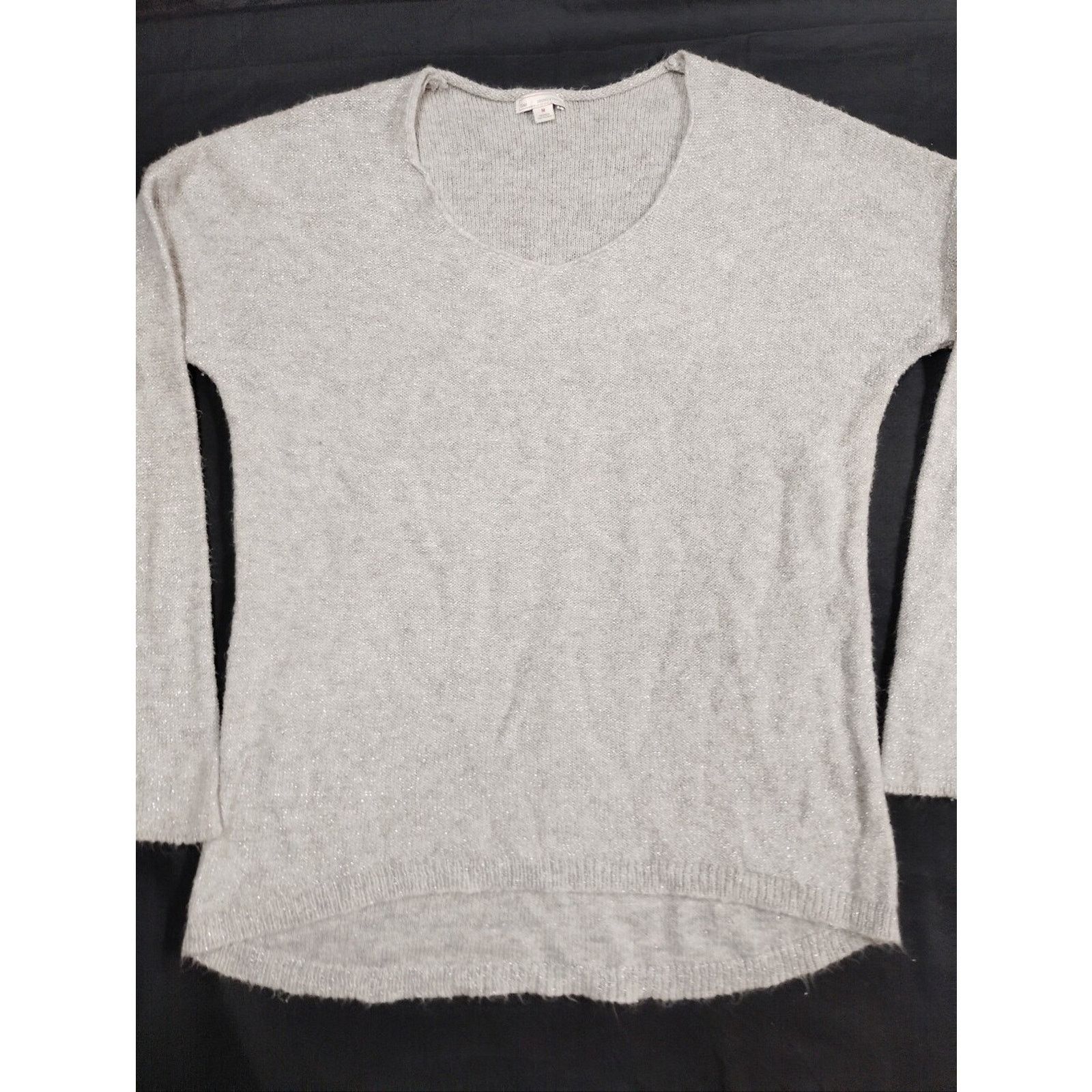 Gap GAP Light Gray Sparkle V-Neck Sweater Size M / US 6-8 / IT 42-44 - 1 Thumbnail