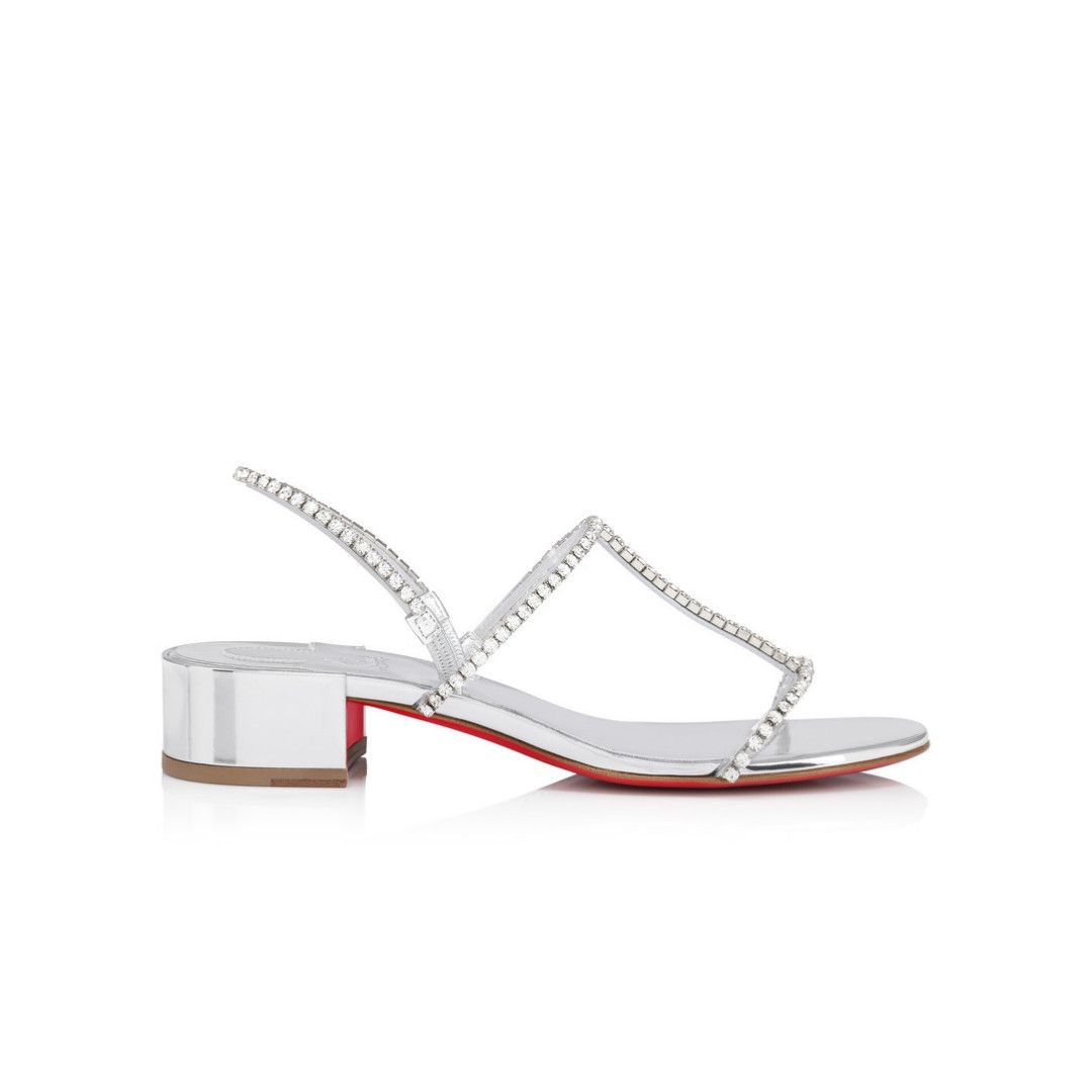 Christian Louboutin os11x0526 Simple 25mm PVC Queenie Sandals in Silver Size US 7 / IT 37 - 1 Thumbnail