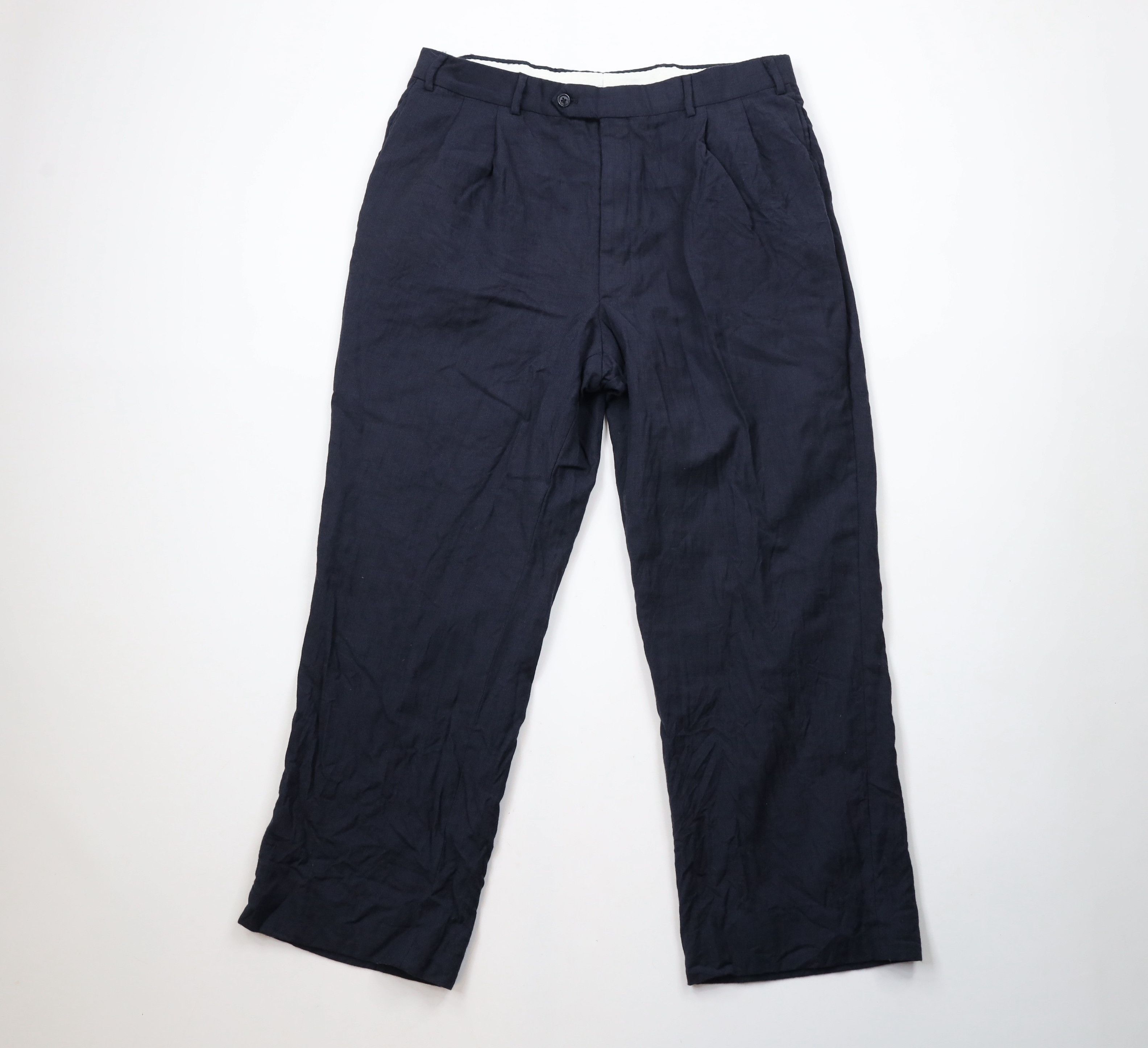 Vintage Vintage 90s Streetwear Pleated Wide Leg Chino Pants Blue Size US 34 / EU 50 - 1 Thumbnail