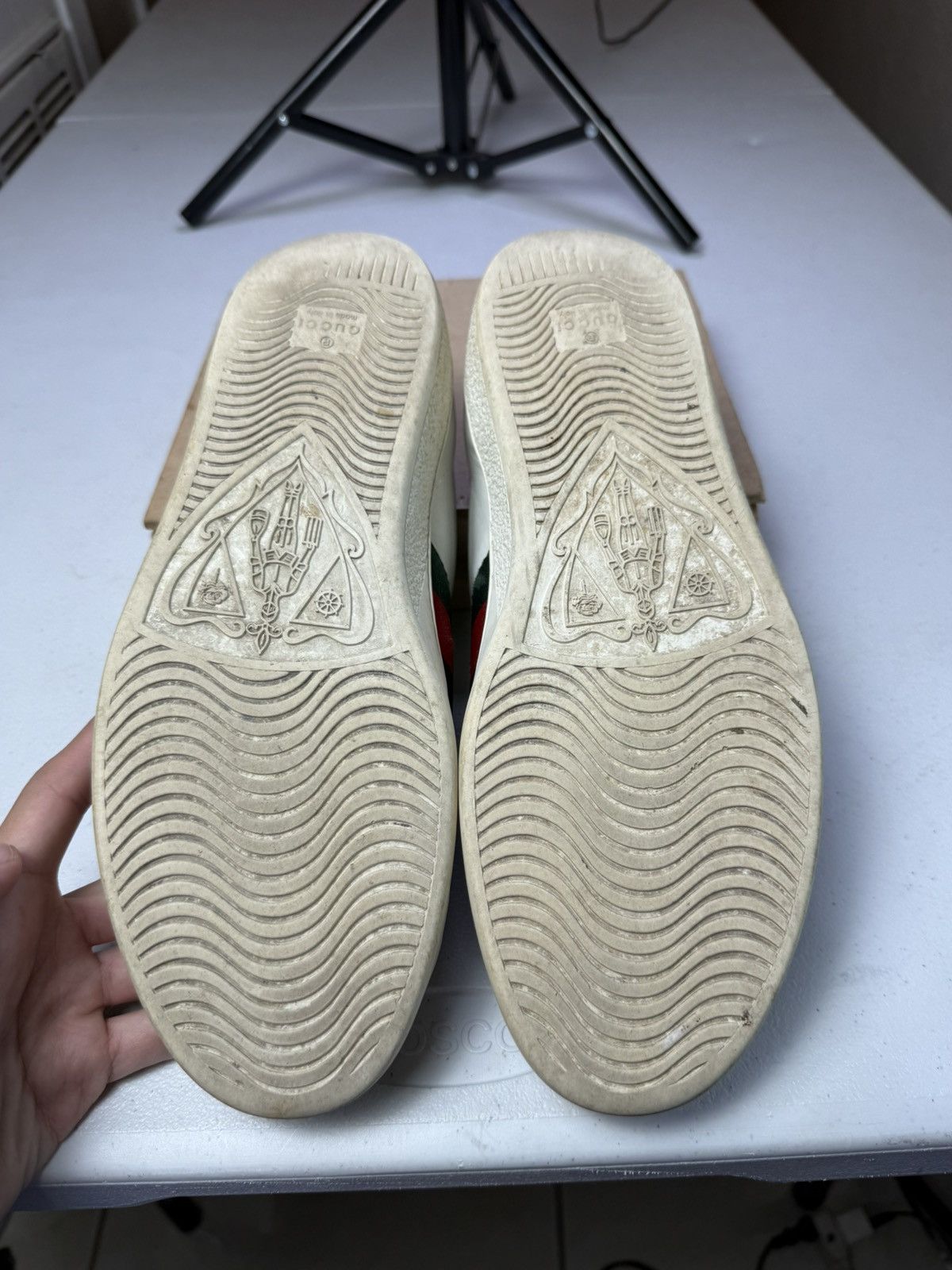 Gucci Gucci Sneakers White with Web and Studs Sz 7.5 G / US 8.5 Size US 7.5 / EU 40-41 - 12 Thumbnail