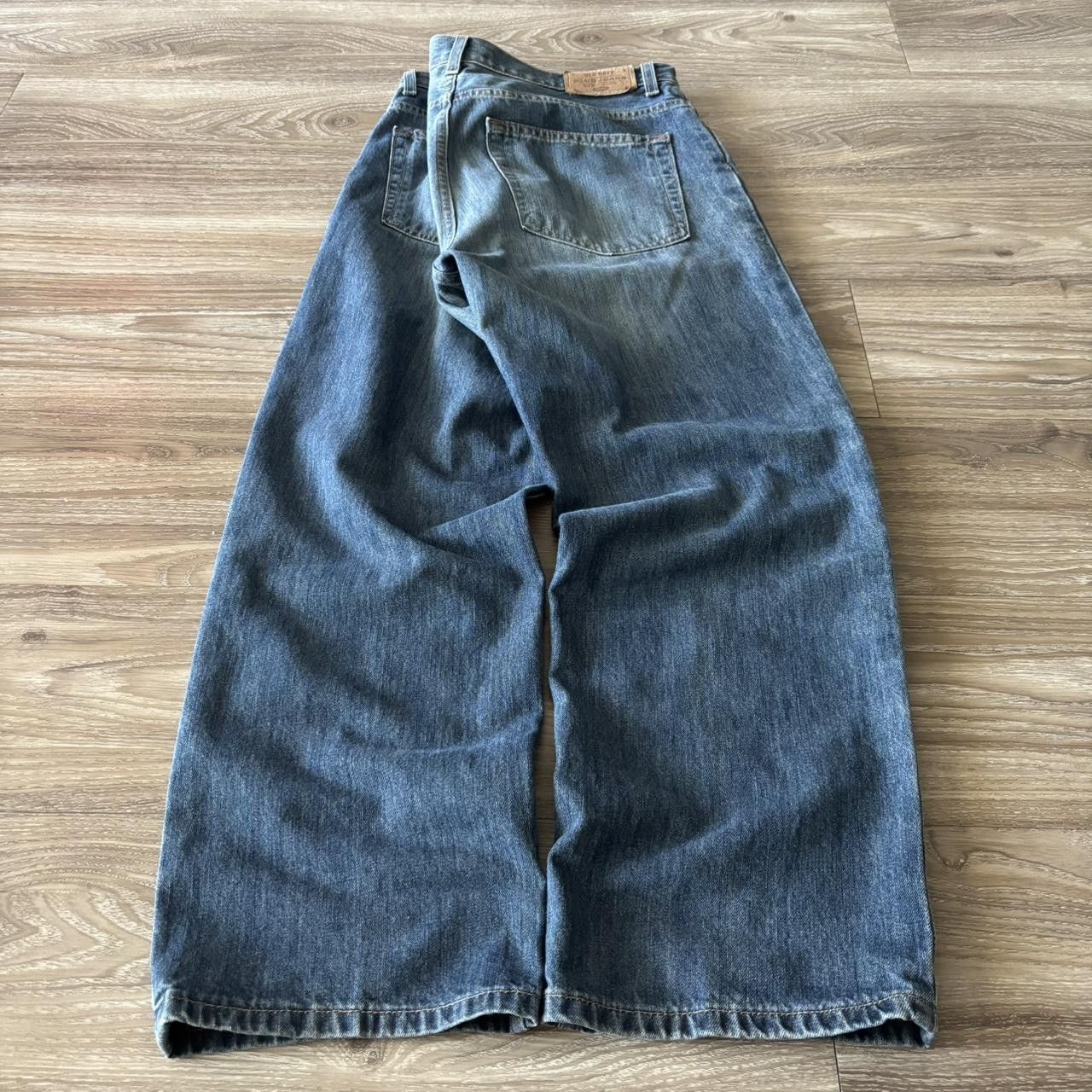 Japanese Brand Crazy Vintage Y2K/2000s Baggy Grunge Dark Wash Skater Denim Jeans! 33x28 Size US 33 - 4 Thumbnail