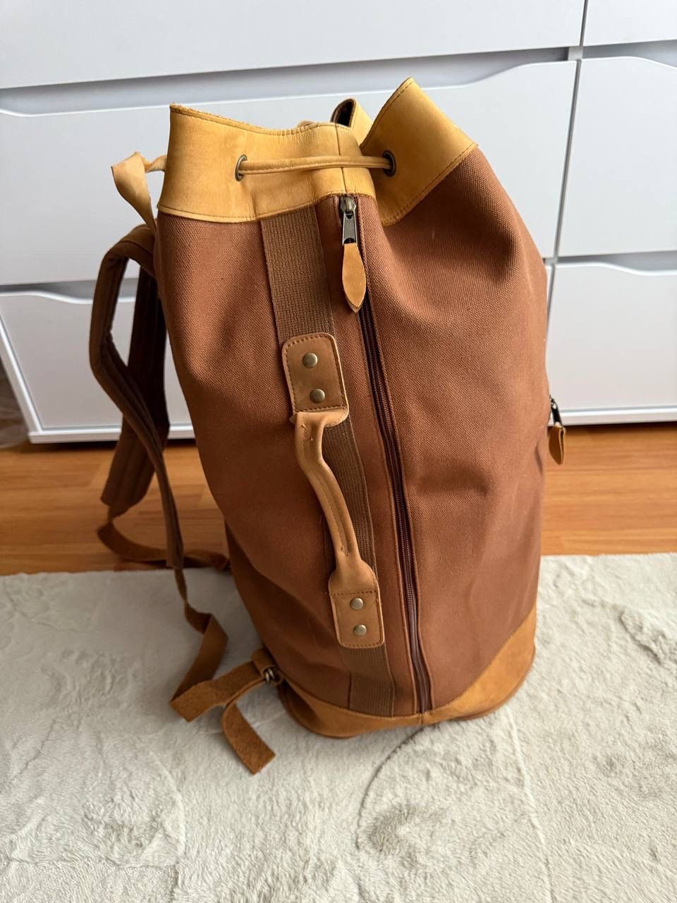 Marlboro Marlboro Brown Cotton Denim Backpack Bag With Leather insert Size ONE SIZE - 4 Thumbnail