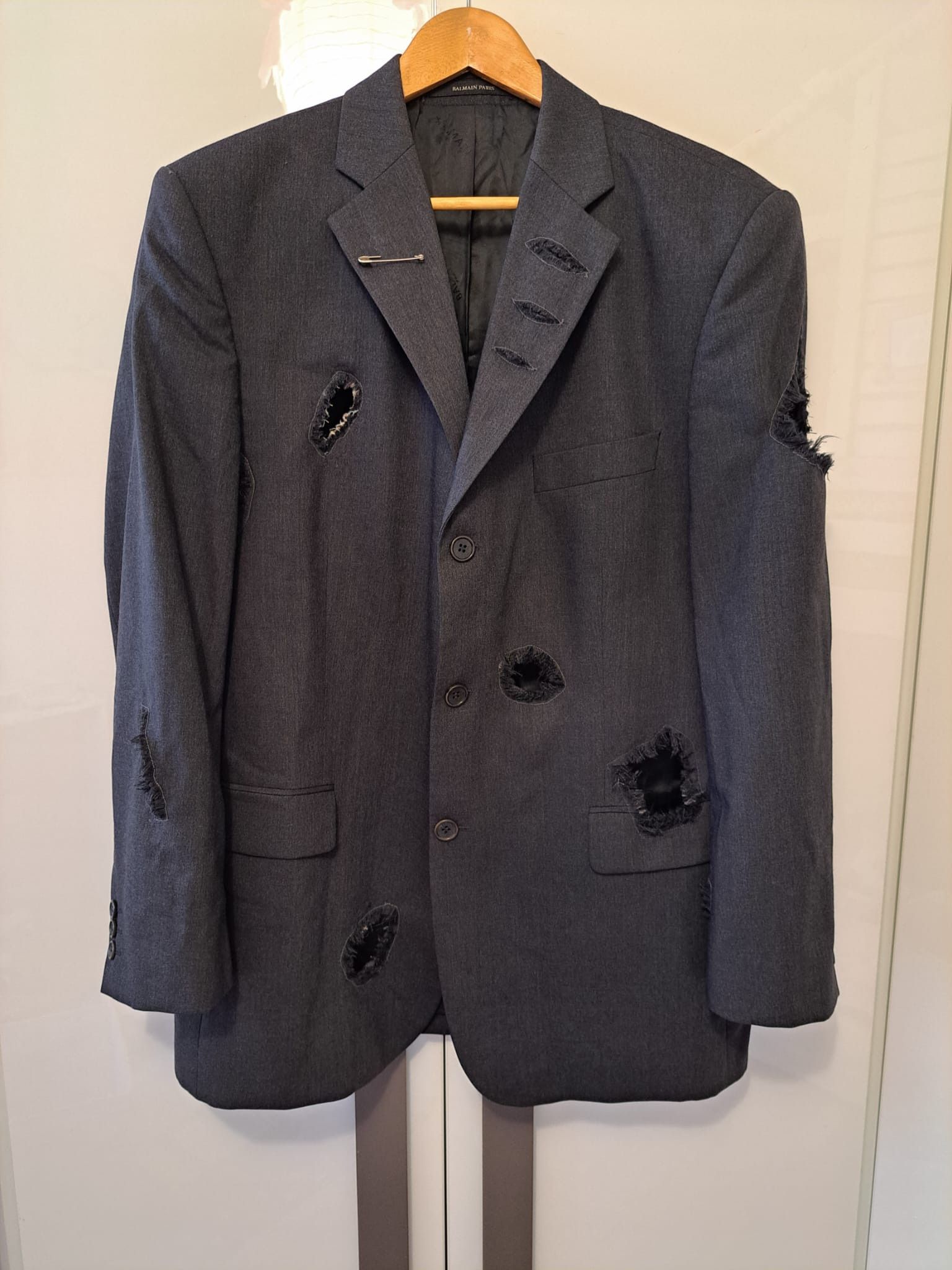 Balmain Balmain Paris vintage custom suit jacket blazer, destroyed Size 42R - 1 Thumbnail