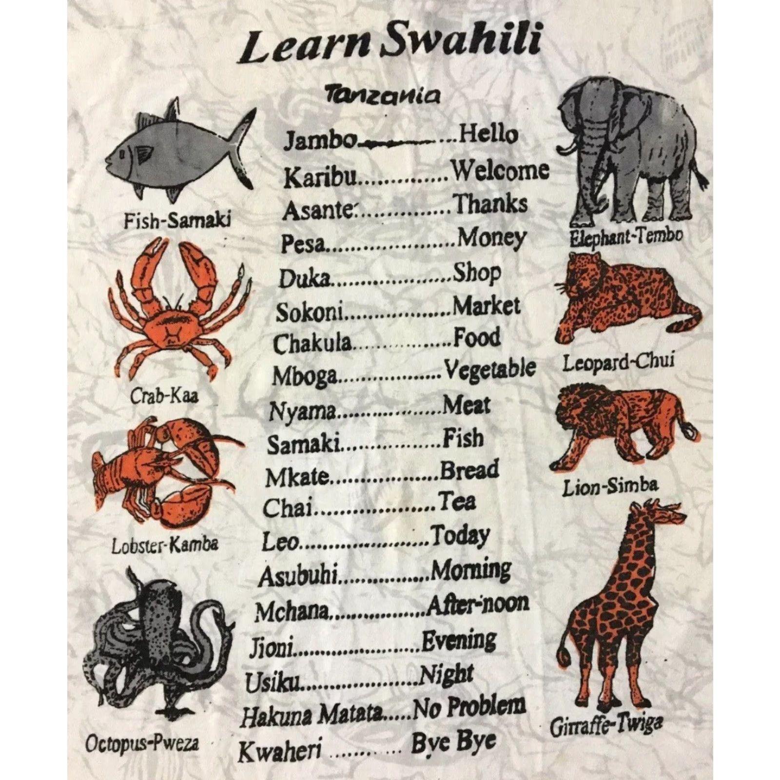 Vintage VINTAGE 90s Tanzania Learn Swahili Faded All Over Print Shirt S Men White 80s 90s Grunge Animals Africa Safari Graphic Tee Size US S / EU 44-46 / 1 - 3 Thumbnail